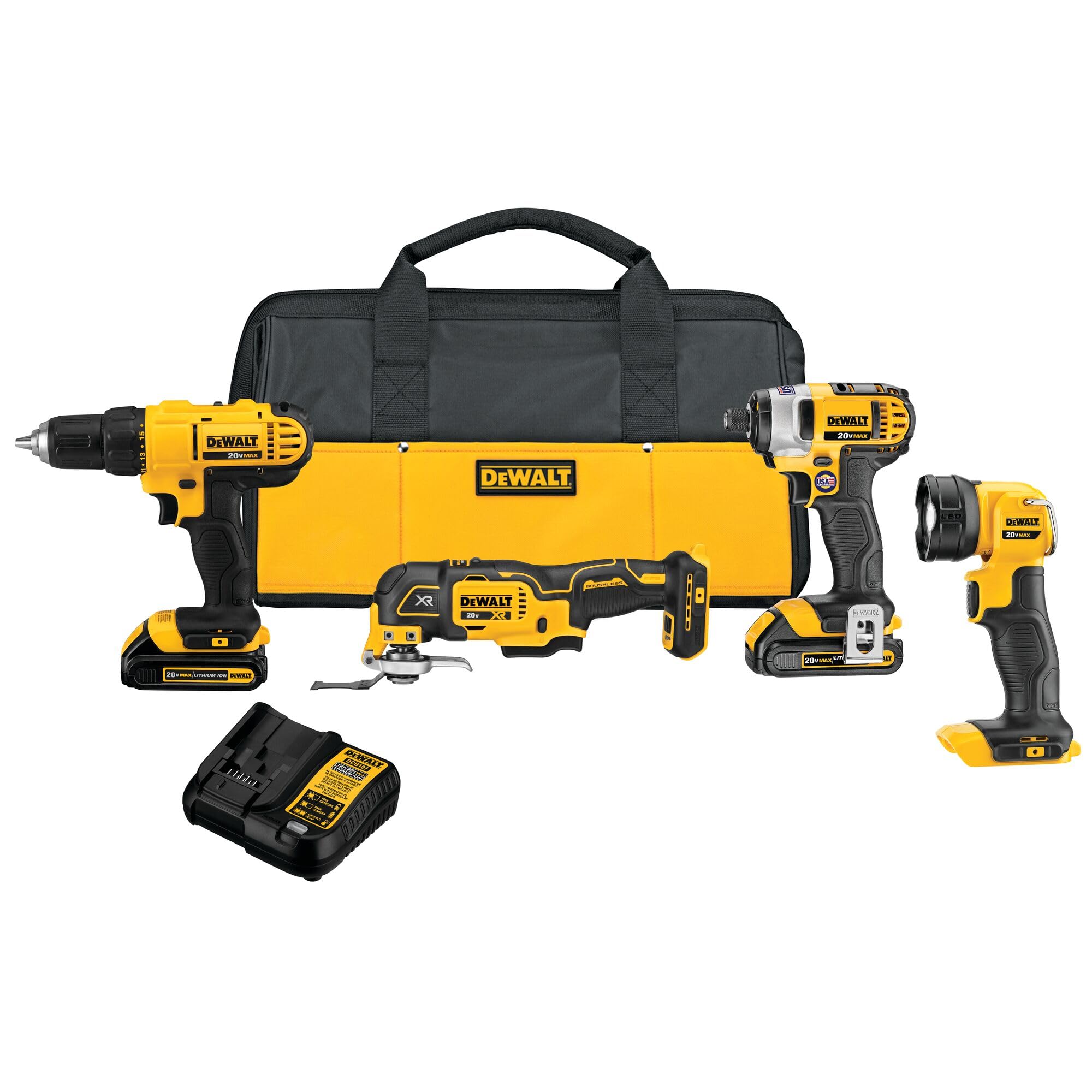 dewalt-20v-max-dck444c2-4-tool-combo-kit-with-2-batteries-and-charger image 1