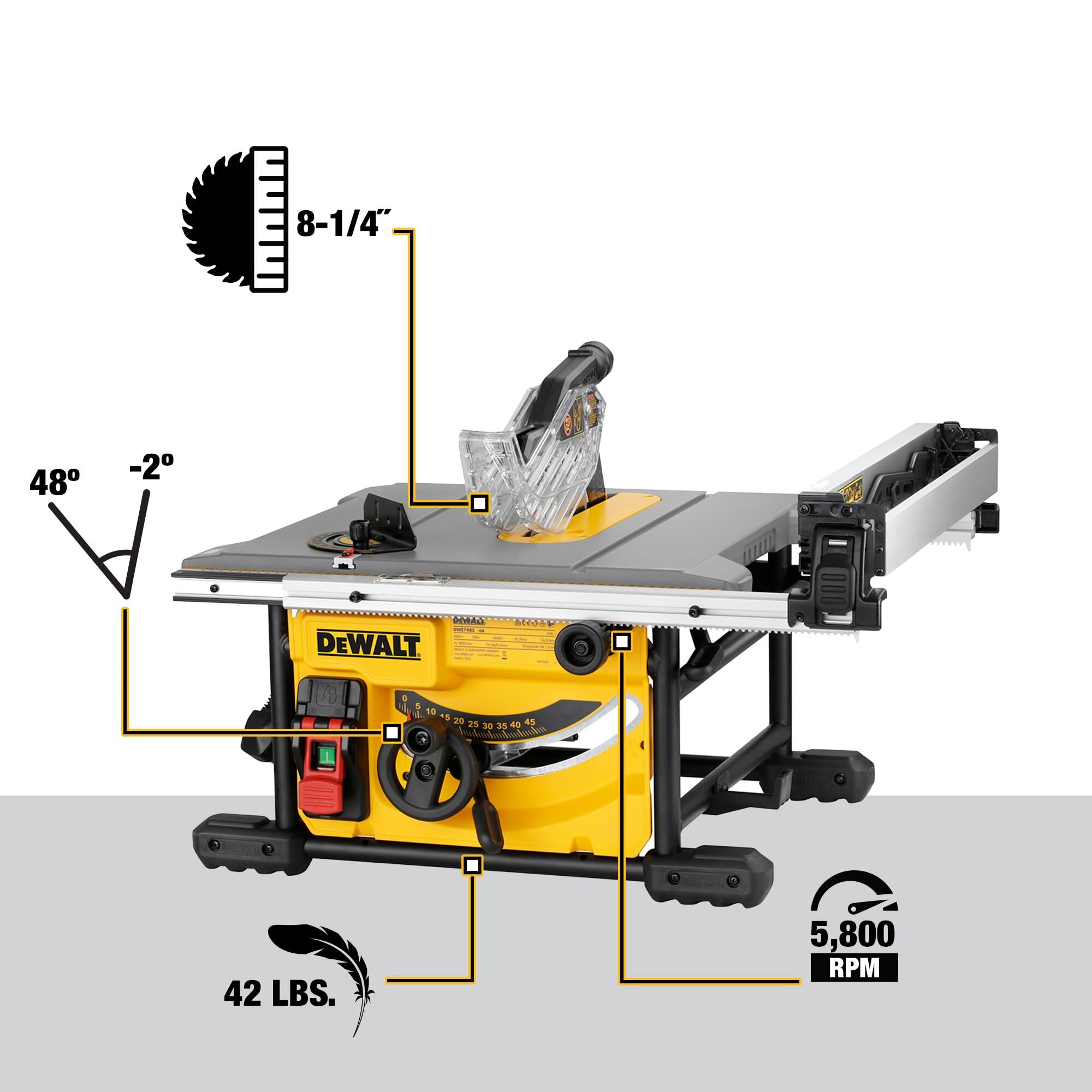 dewalt-15-amp-8-1-4-in-compact-portable-jobsite-table-saw-dwe7485 image 3