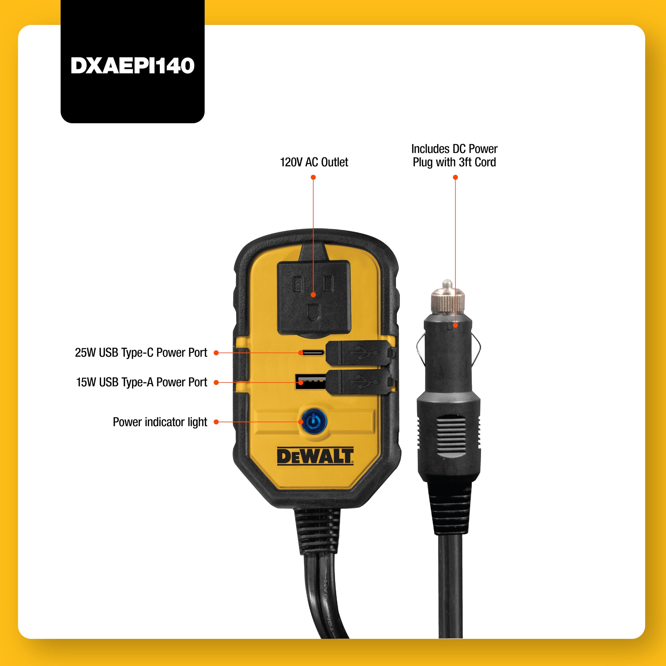 dewalt-dxaepi140-140w-power-inverter-with-usb-c-and-usb-a image 2