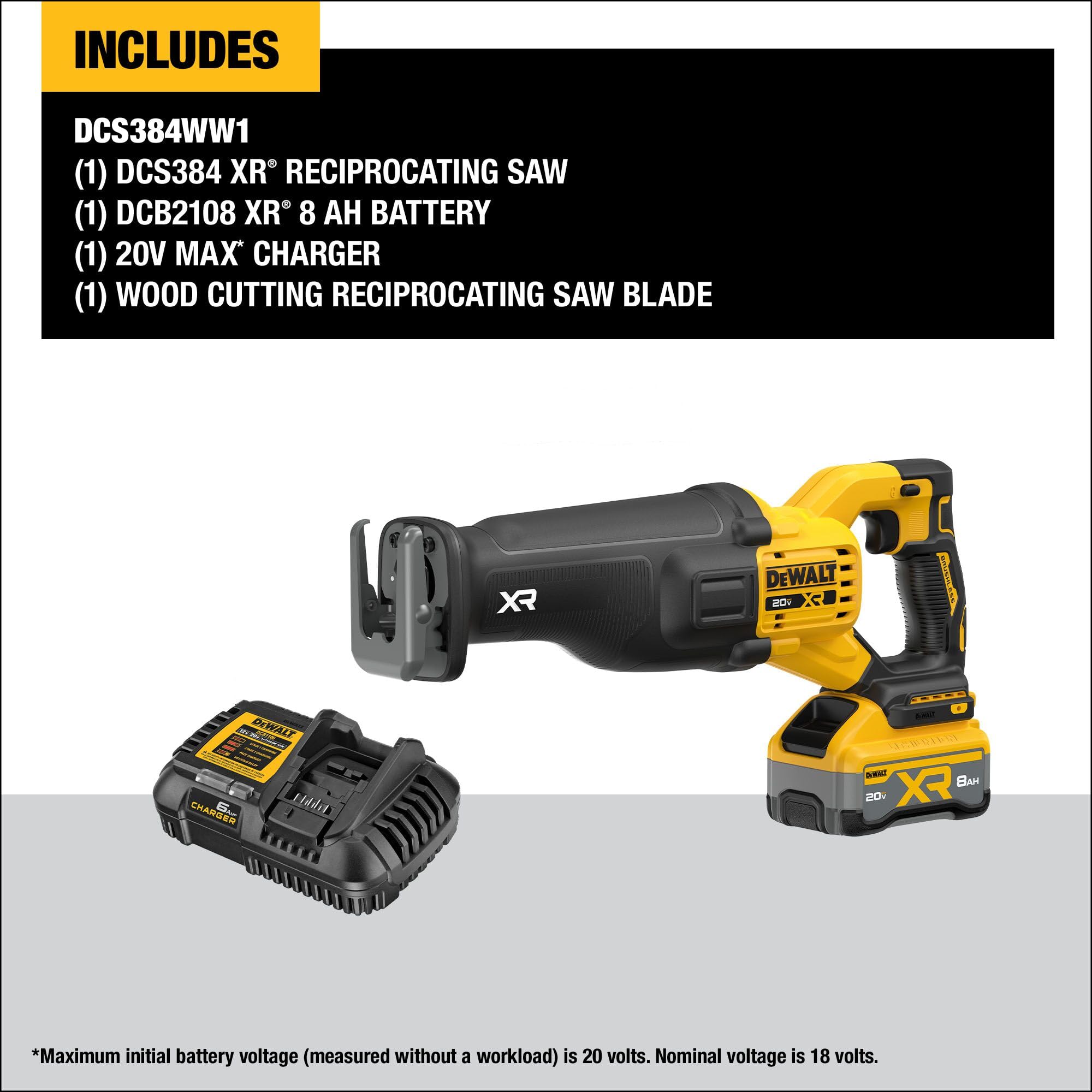 dewalt-dcs384ww1-20v-max-xr-brushless-reciprocating-saw-kit-with-battery-charger image 2