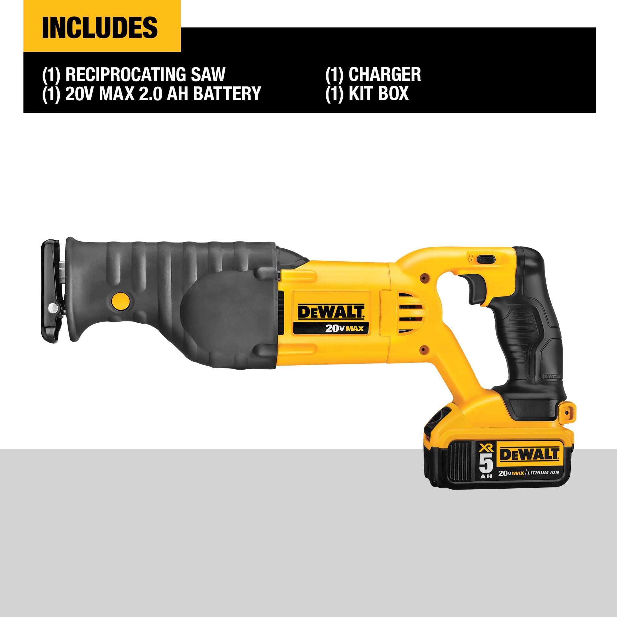 dewalt-20v-max-cordless-reciprocating-saw-kit-dcs380p1-with-battery-charger image 2