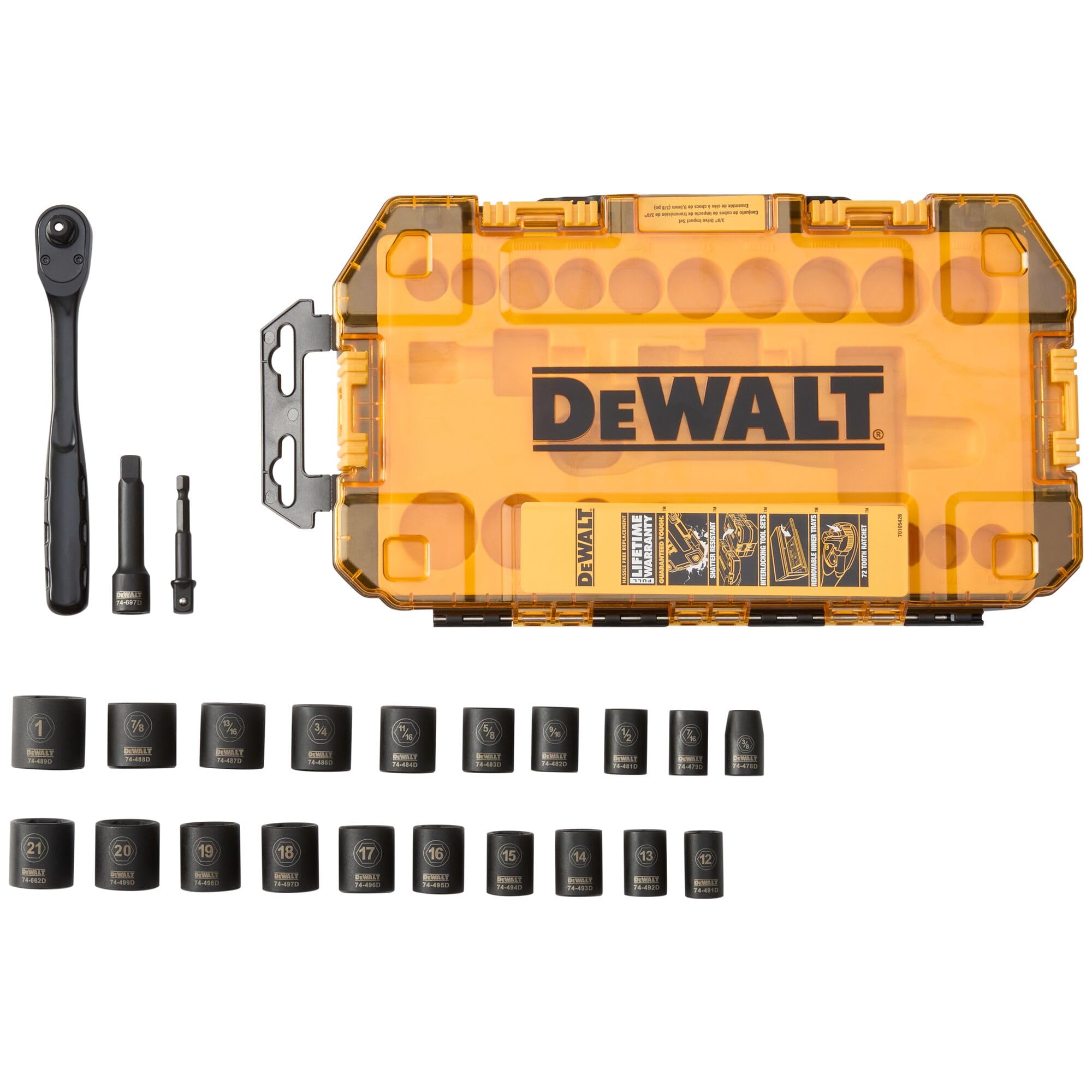 dewalt-dwmt74738-tough-box-23-piece-3-8-drive-impact-socket-set-metric-and-stand image 1