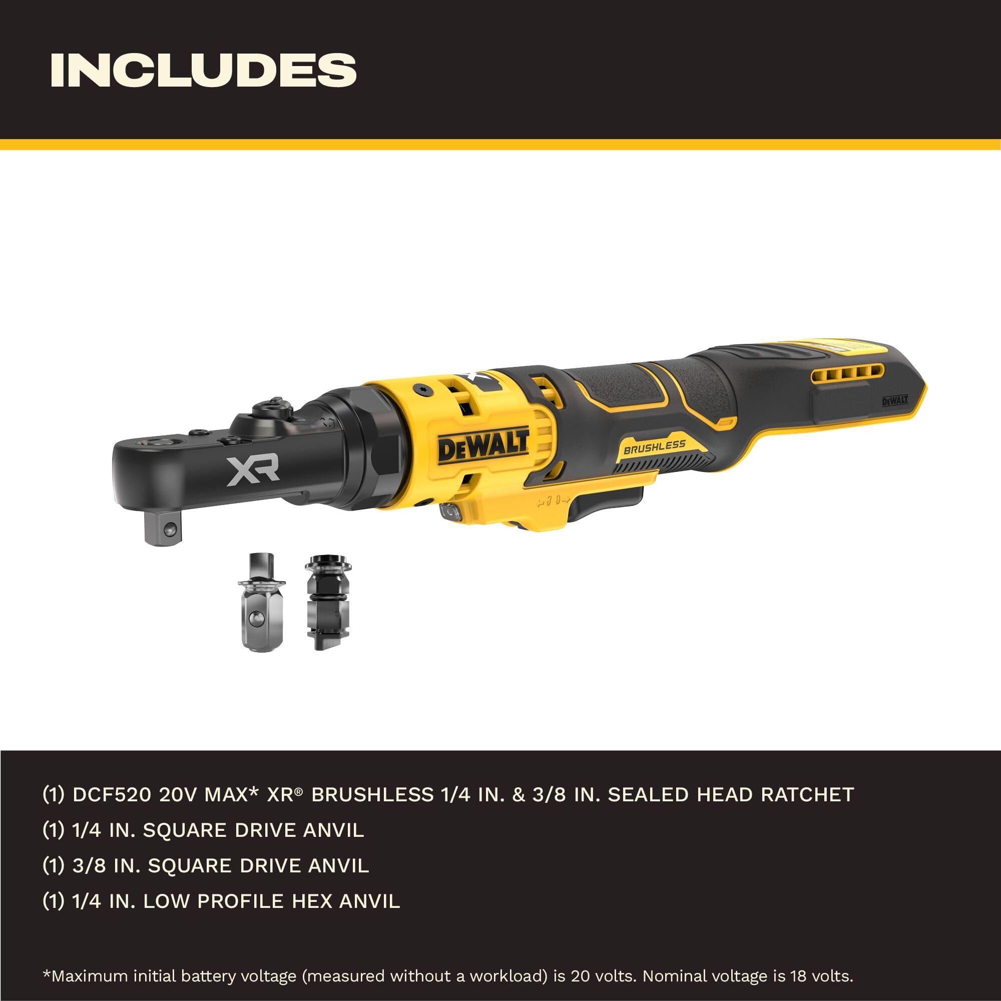 dewalt-dcf520b-20v-max-xr-brushless-sealed-head-ratchet-1-4-in-3-8-in-tool-only image 2