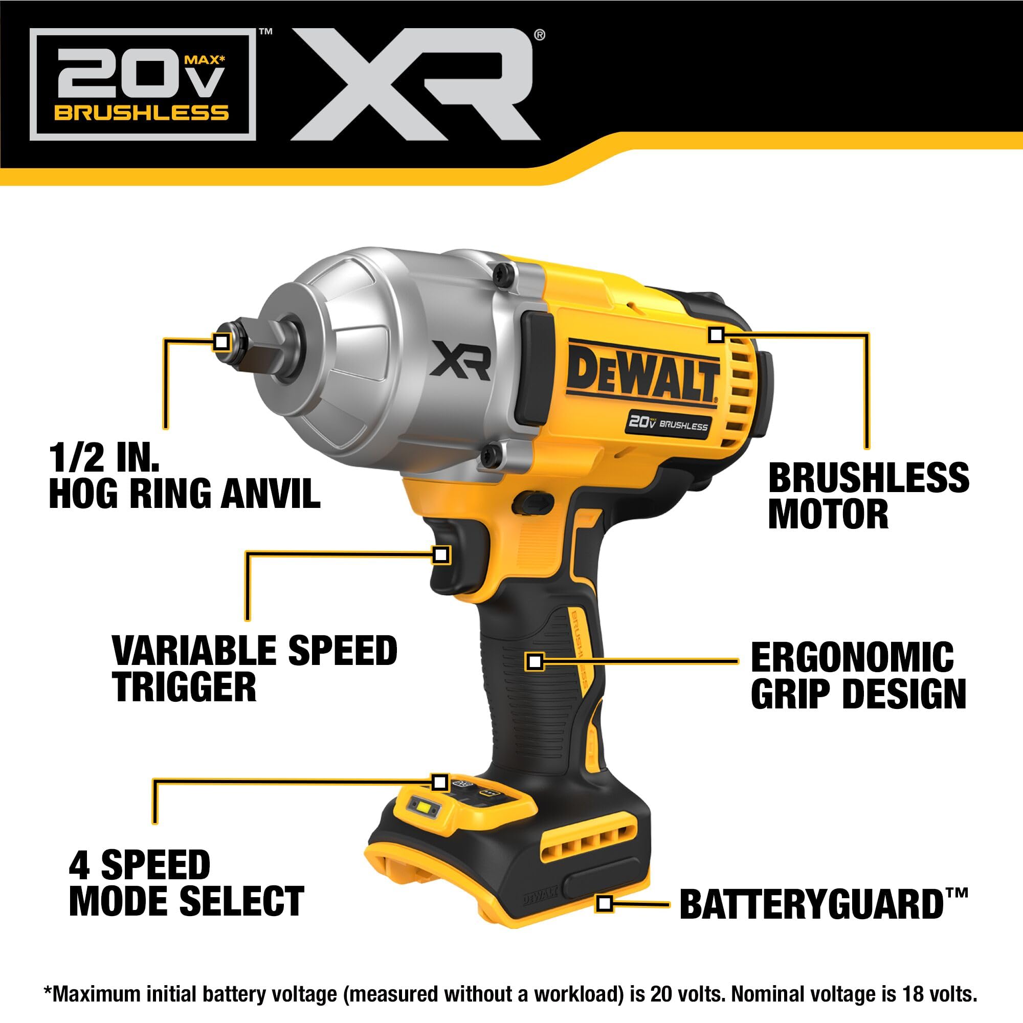 dewalt-dcf900b-20v-max-xr-1-2-high-torque-impact-wrench-brushless-tool-only image 2
