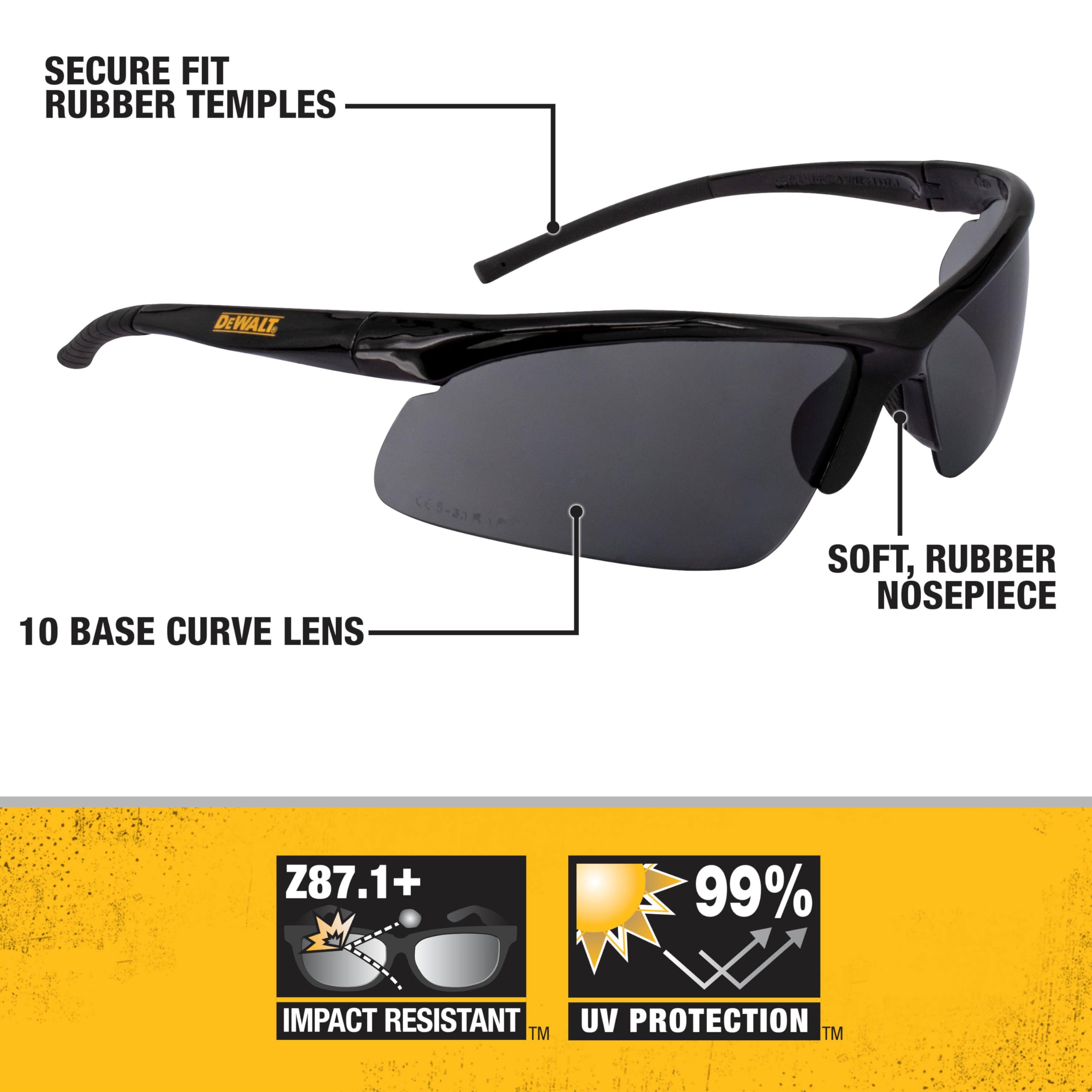 dewalt-dpg51-2c-radius-safety-glasses-smoke-10-base-curve-lens image 2