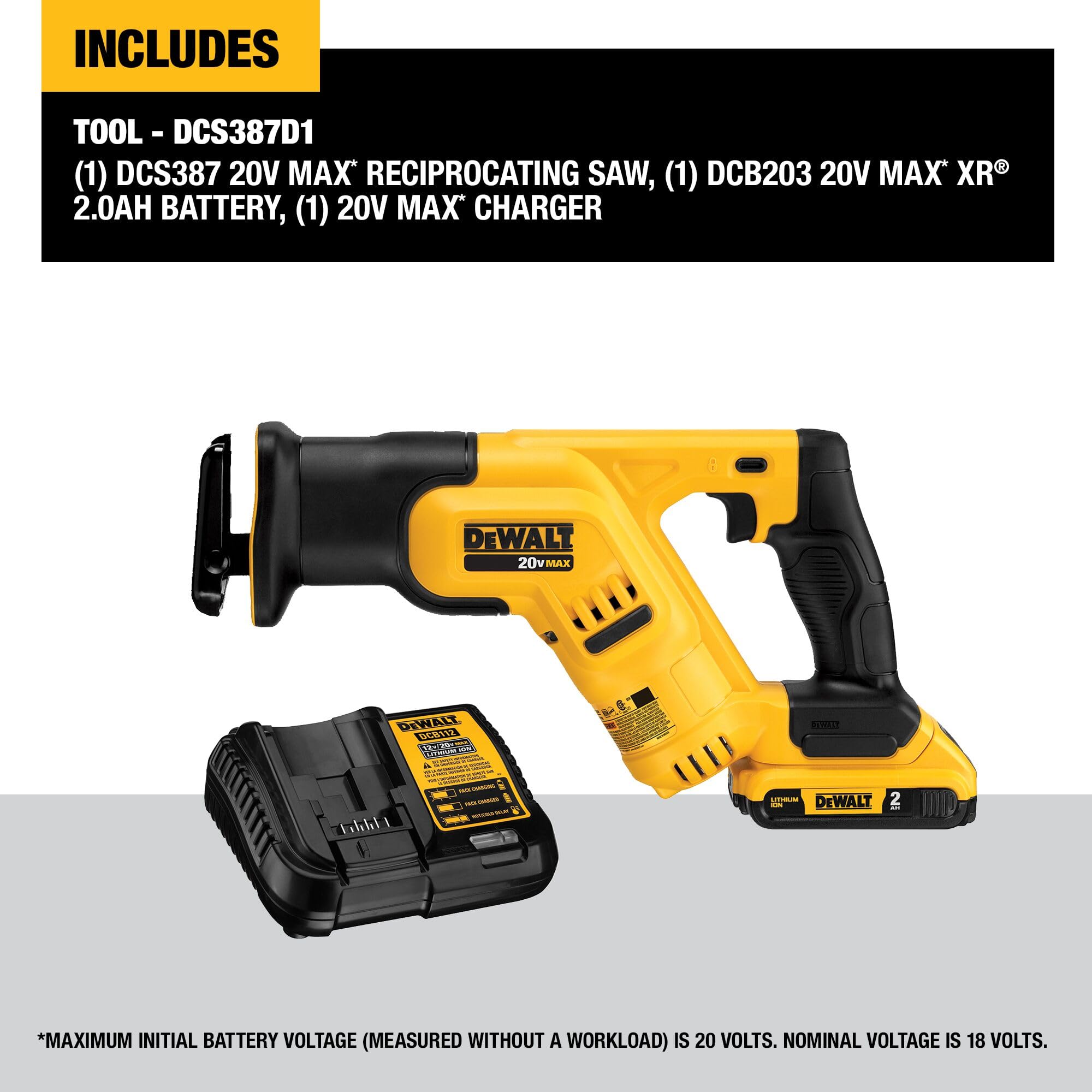 dewalt-dcs387d1-20v-max-compact-reciprocating-saw-kit-2-0ah image 2