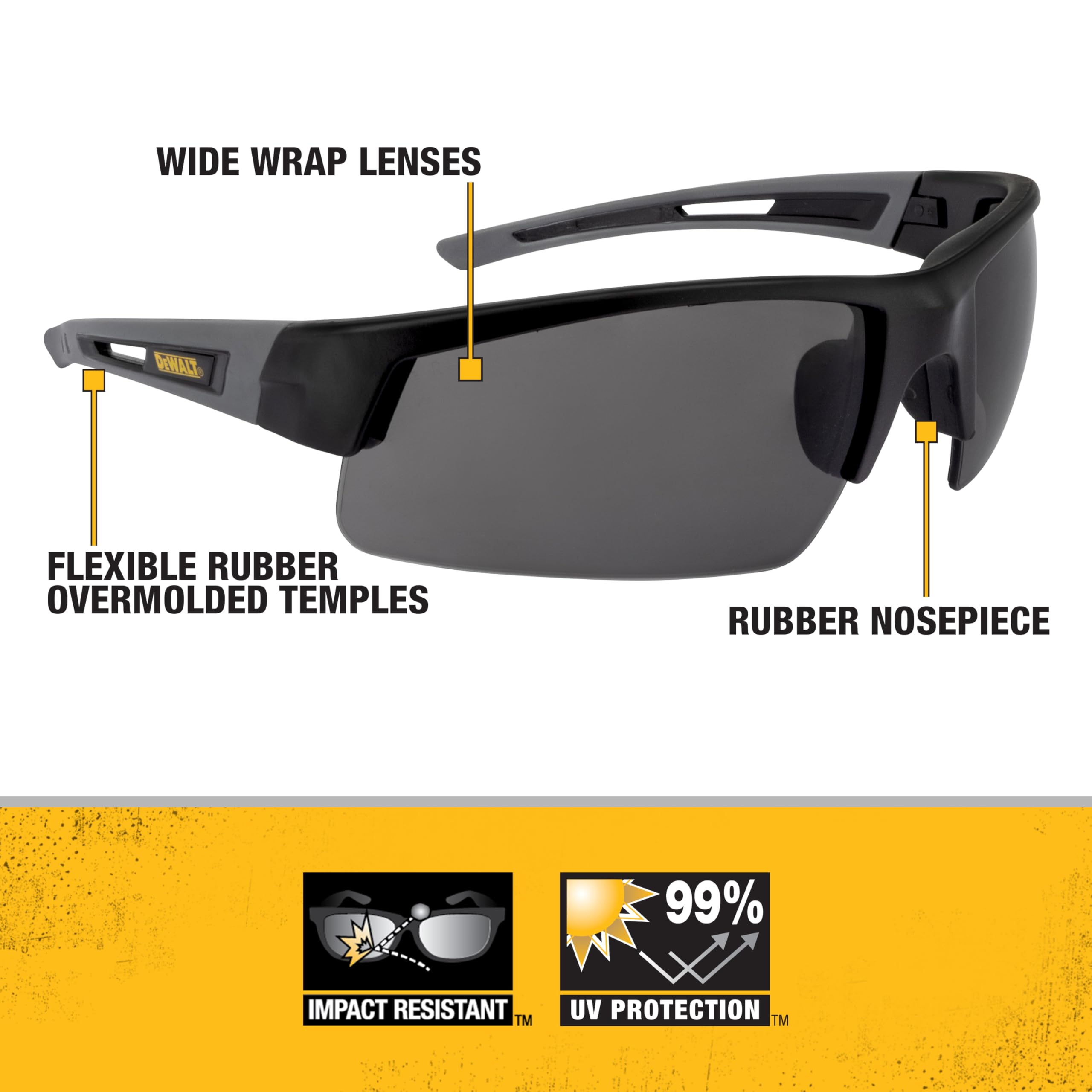 dewalt-dpg100-2d-crosscut-safety-glasses-black-half-frame-smoke-lens-ansi-z87-1 image 2