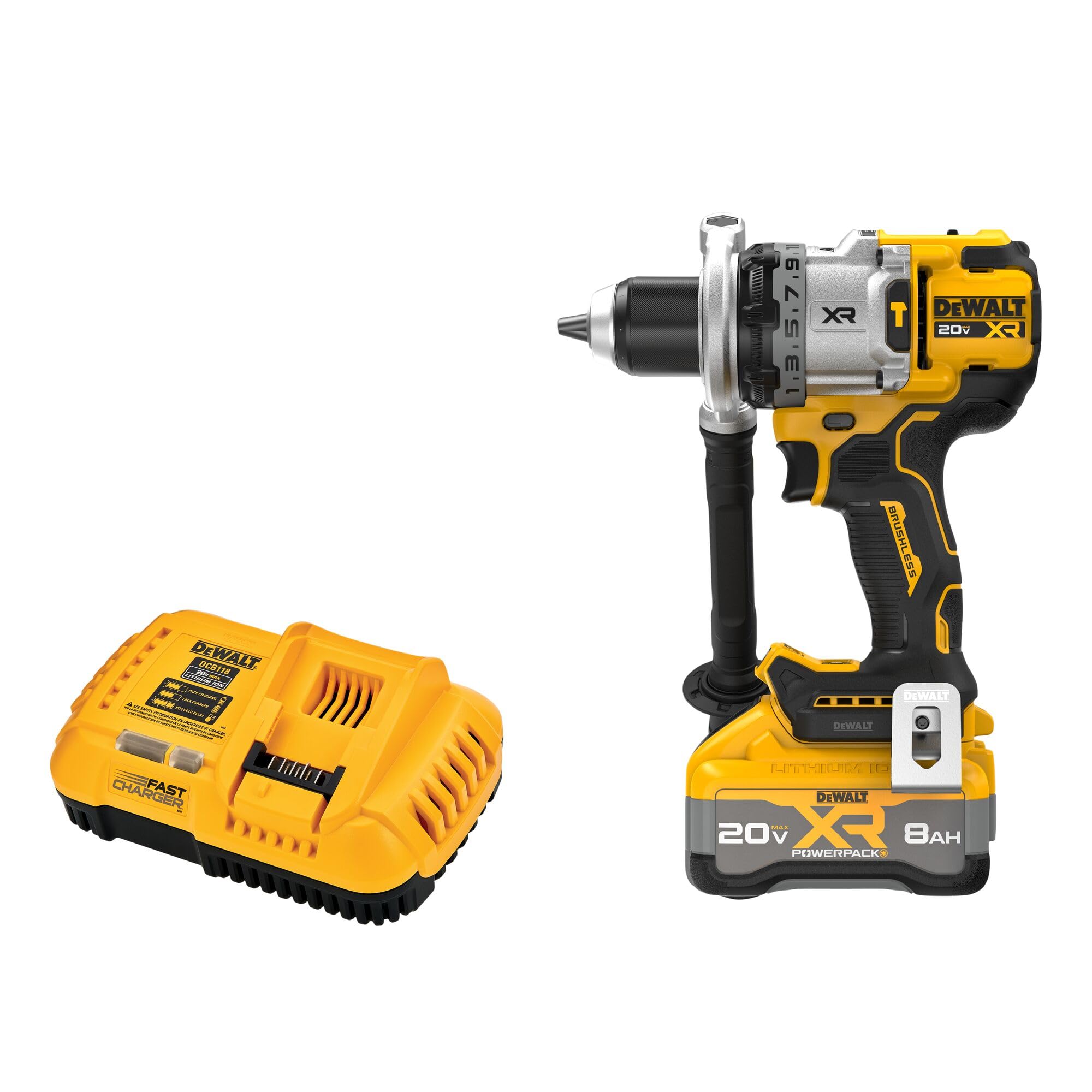 dewalt-20v-max-xr-dcd1007ww1-1-2-brushless-hammer-drill-kit-with-8ah-battery-and image 1