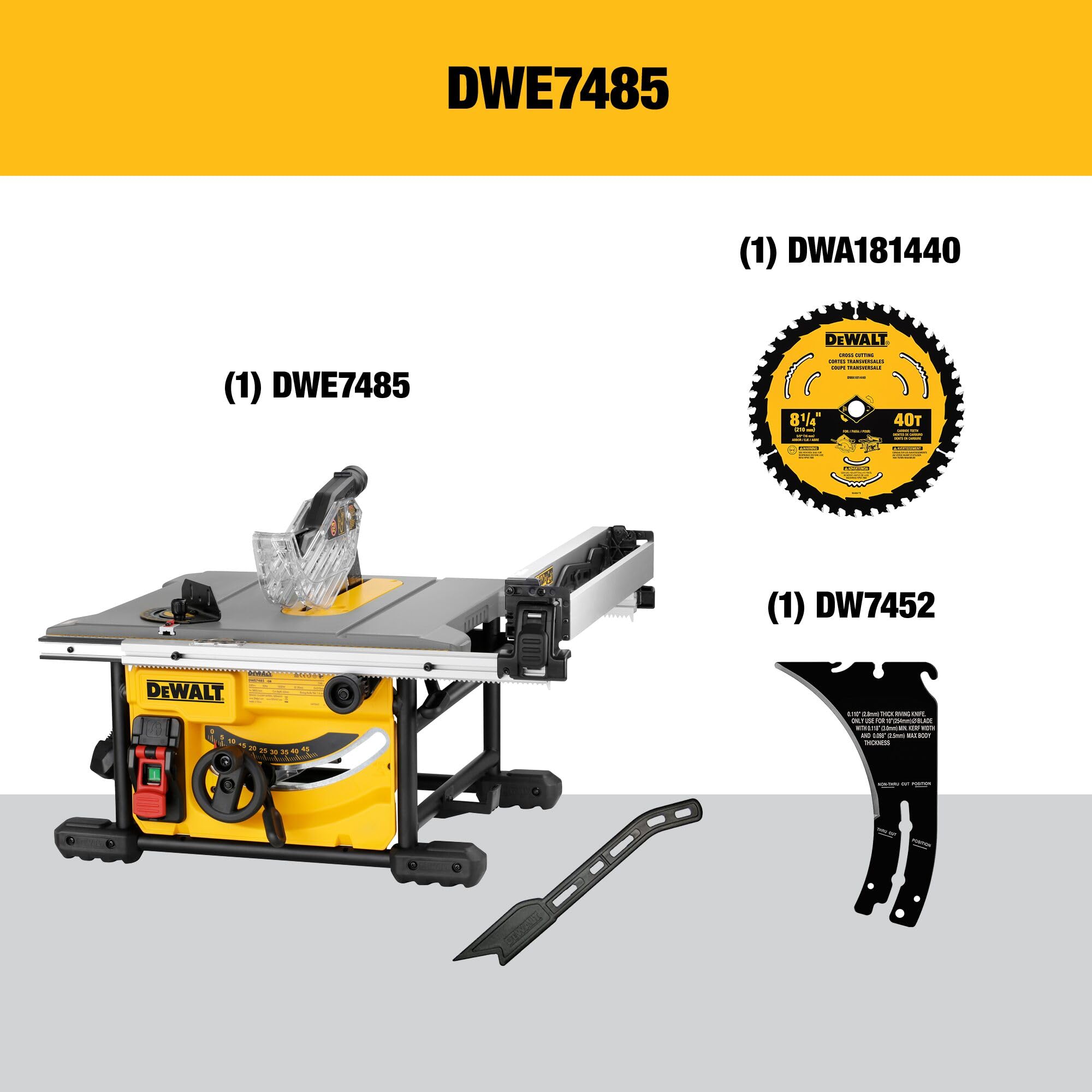 dewalt-15-amp-8-1-4-in-compact-portable-jobsite-table-saw-dwe7485 image 2