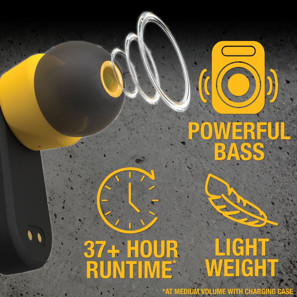 dewalt-heavy-duty-true-wireless-earbuds-with-type-c-charging-case-yellow image 2