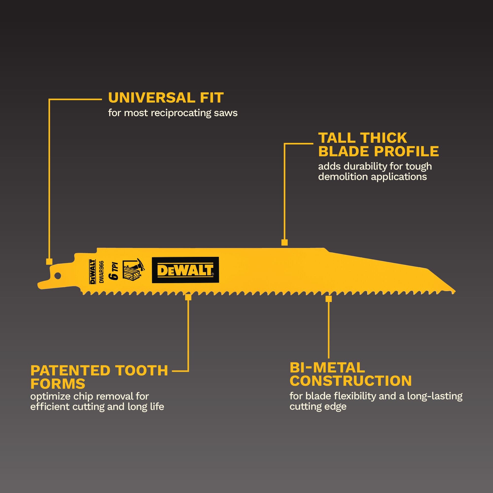 dewalt-dwar966-9-in-6-tpi-metal-cutting-bi-metal-reciprocating-saw-blades-5-pack image 3
