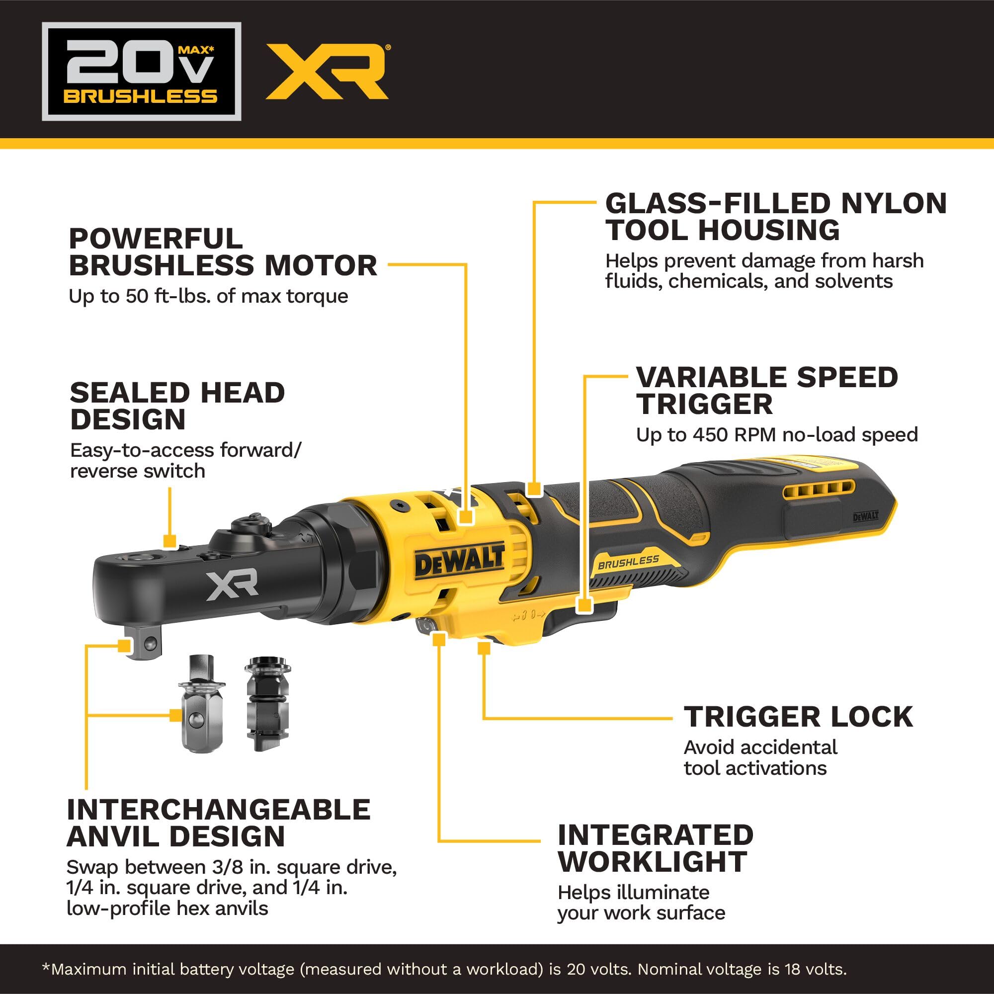 dewalt-dcf520b-20v-max-xr-brushless-sealed-head-ratchet-1-4-in-3-8-in-tool-only image 3