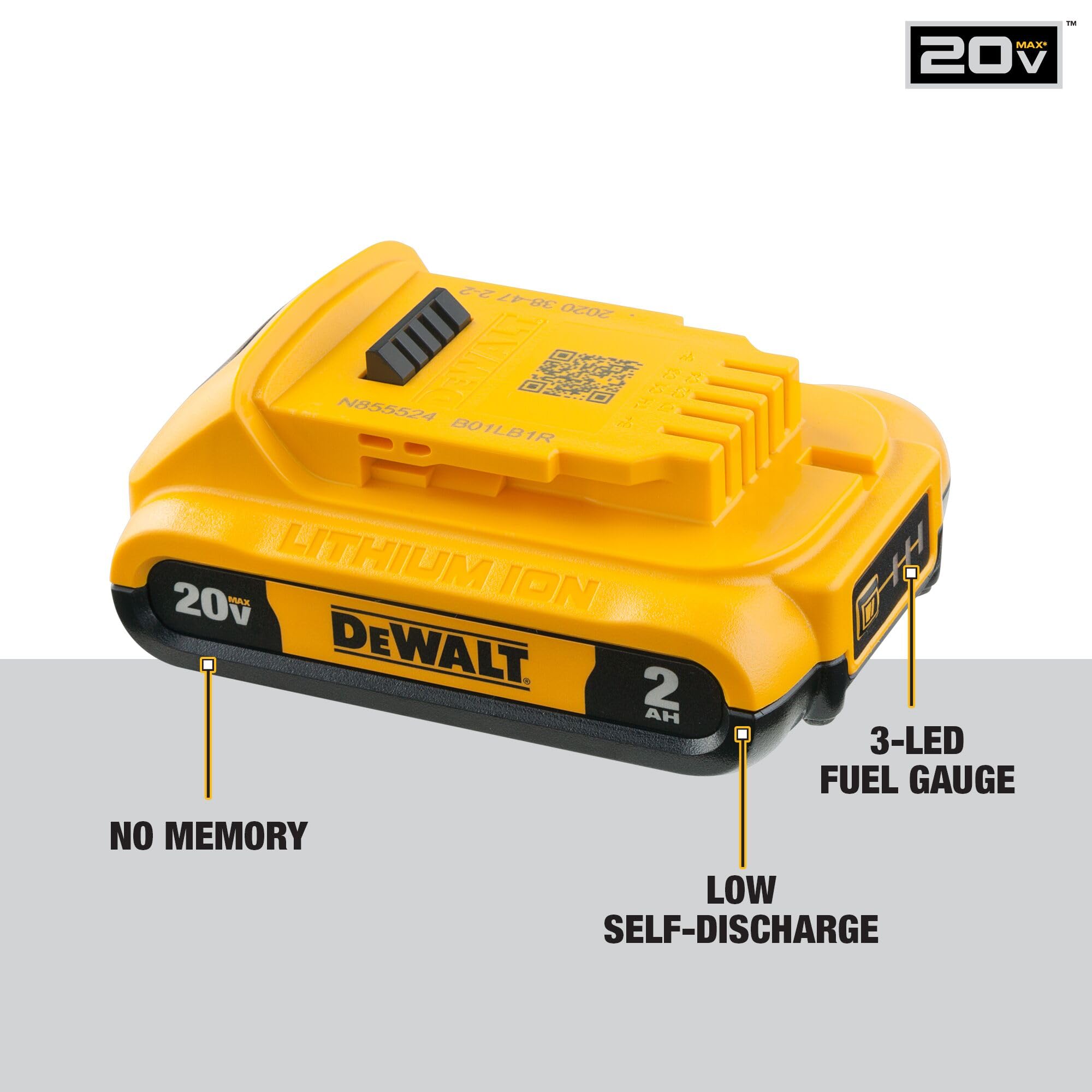 dewalt-dcb203-2-20v-max-compact-2ah-battery-2-pack-with-3-led-fuel-gauge image 4