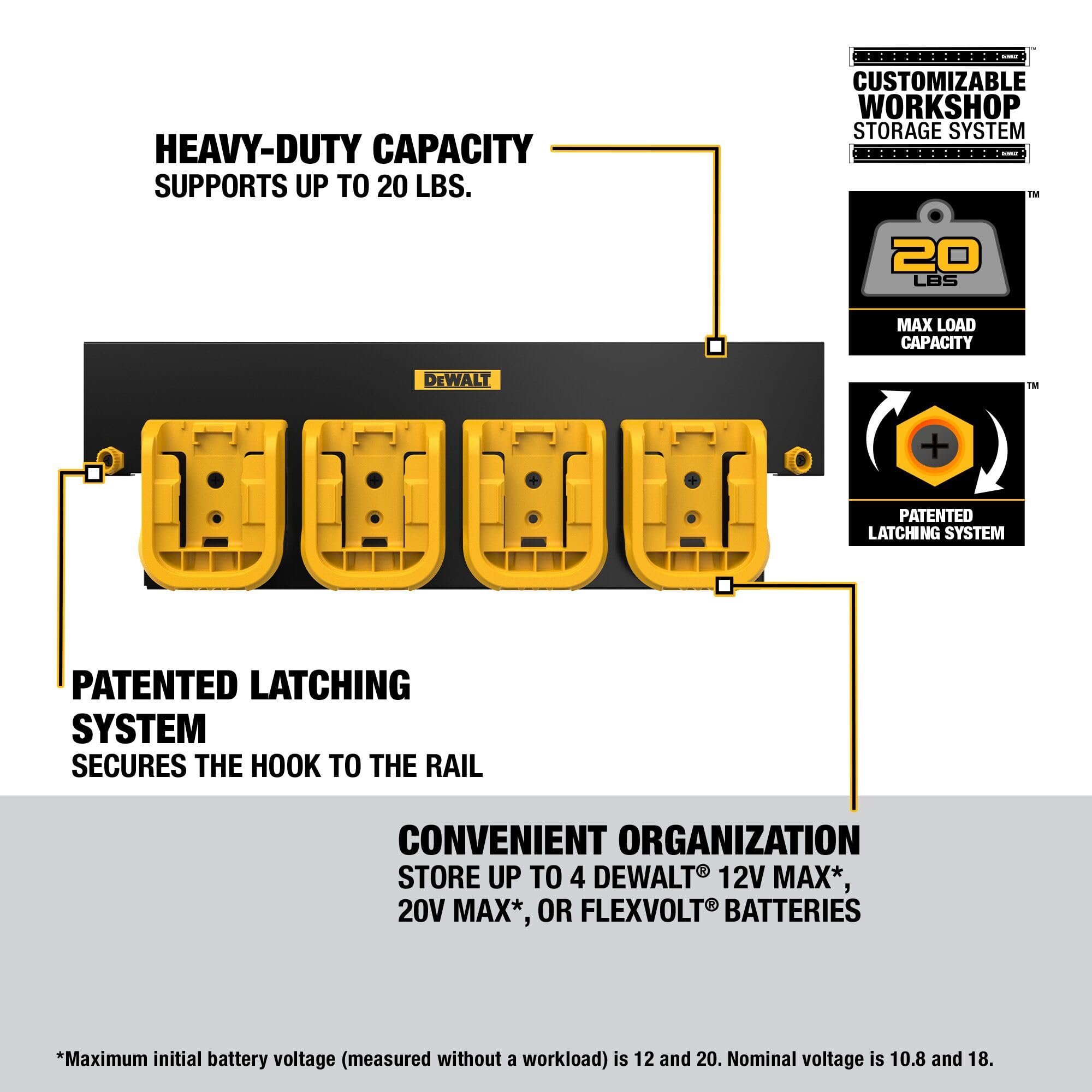 dewalt-dwst82819-battery-organizer-rail-holds-4-batteries-for-12v-20v-max-flexvo image 7