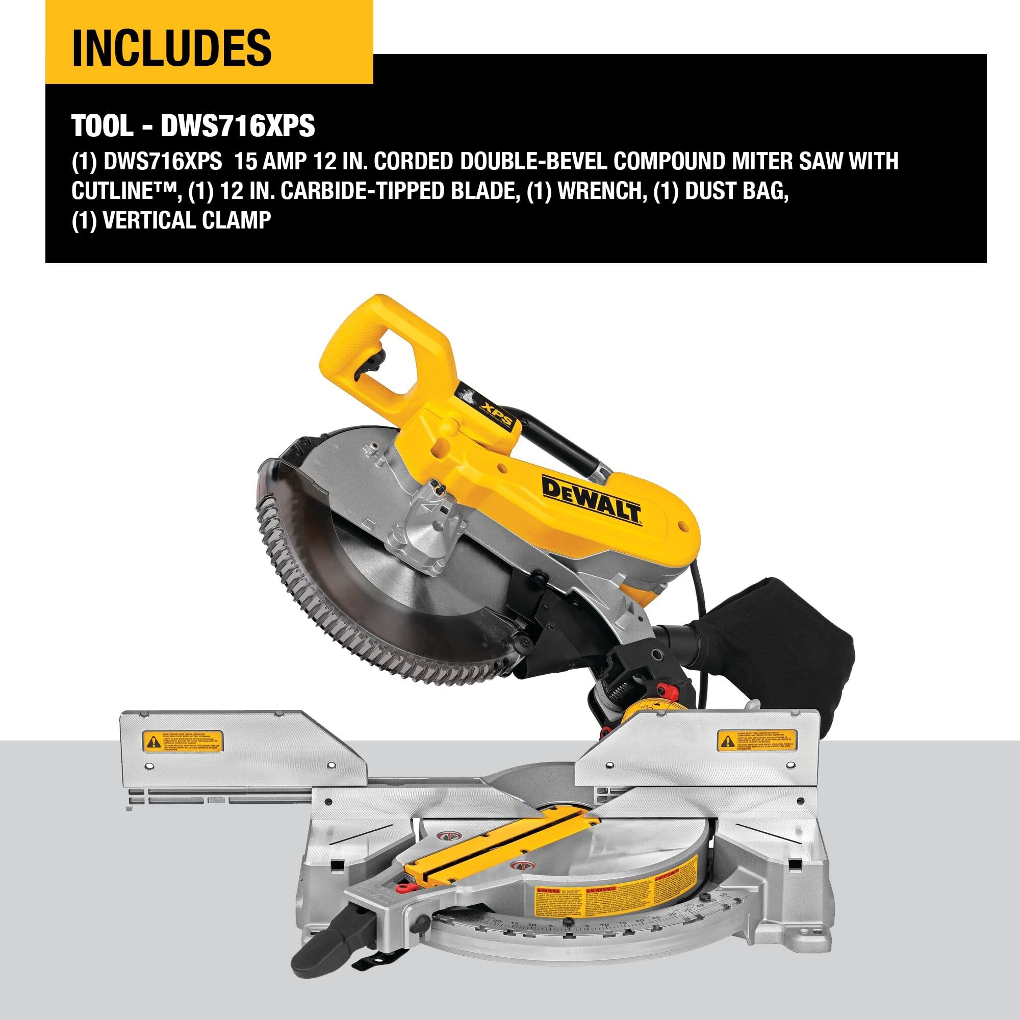 dewalt-12-inch-double-bevel-compound-miter-saw-with-xps-cutline-dws716xps-15-amp image 2