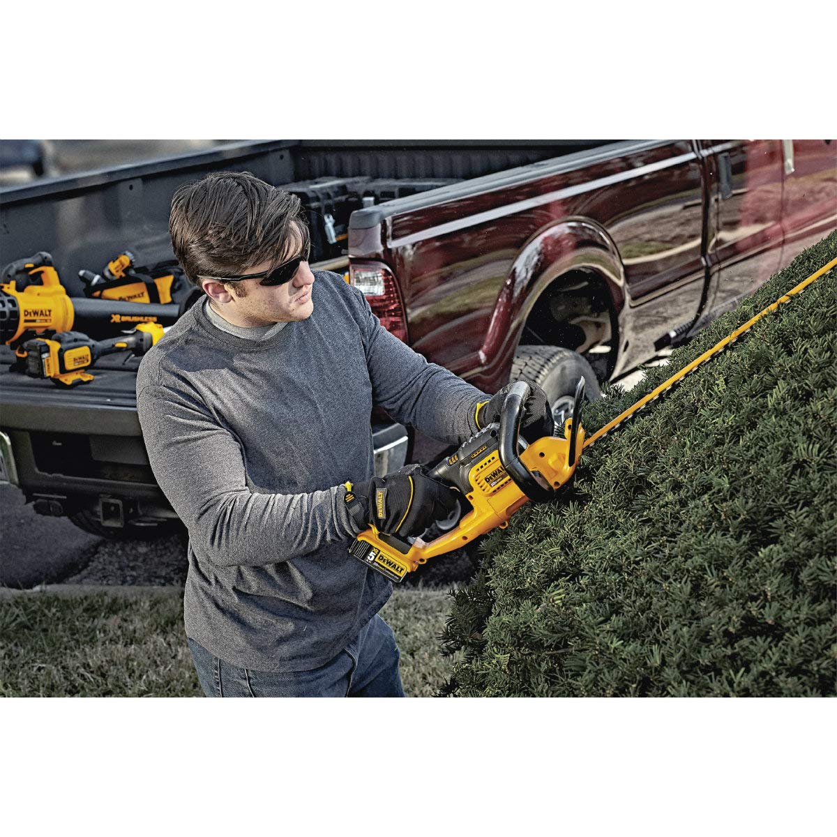 dewalt-dcht820p1-20v-max-cordless-hedge-trimmer-kit-with-5-ah-battery image 2