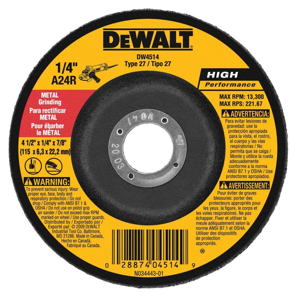 dewalt-dw4514-4-1-2-in-x-1-4-in-aluminum-oxide-grinding-wheel-7-8-in-arbor image 1