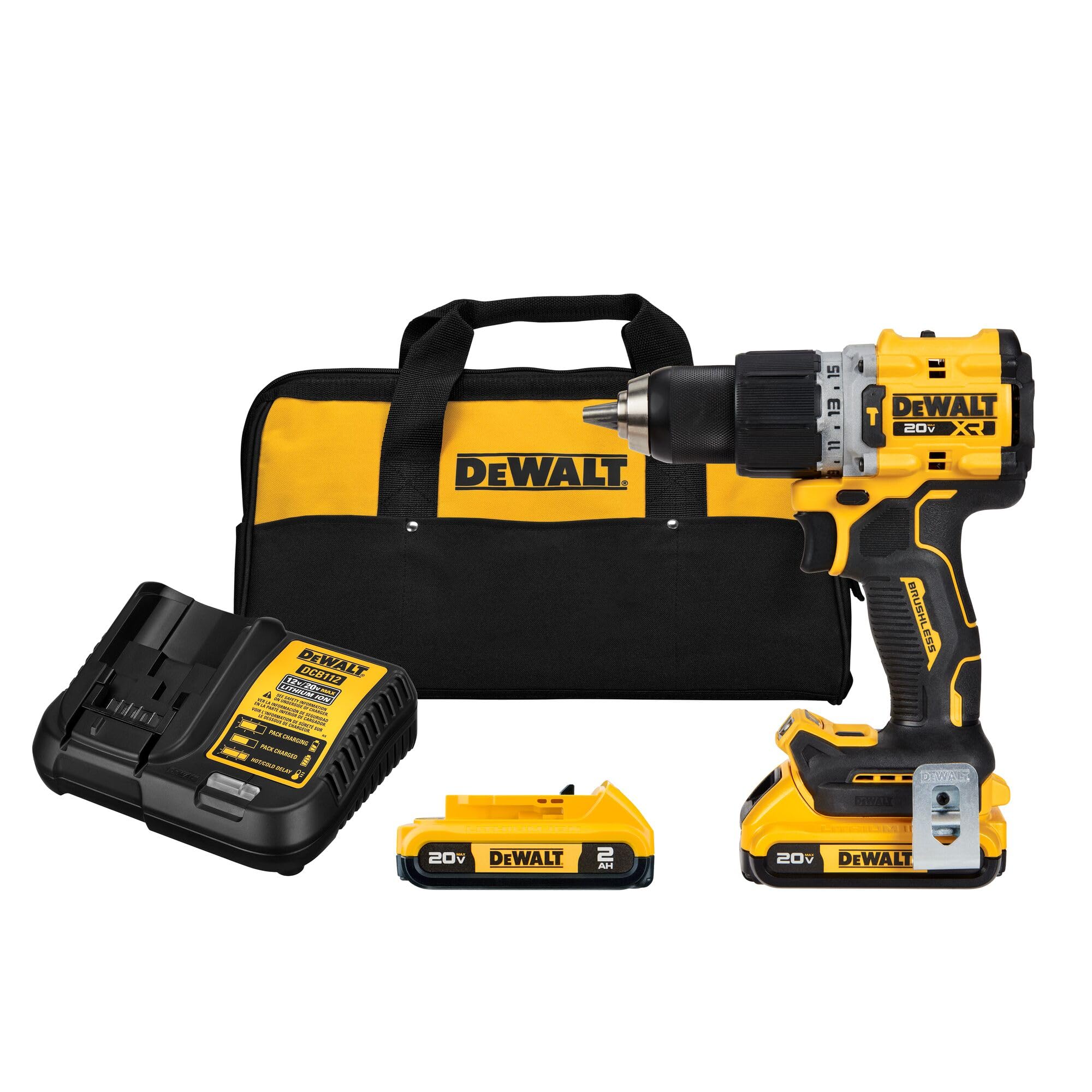 dewalt-20v-max-xr-dcd805d2-brushless-1-2-hammer-drill-driver-kit image 1