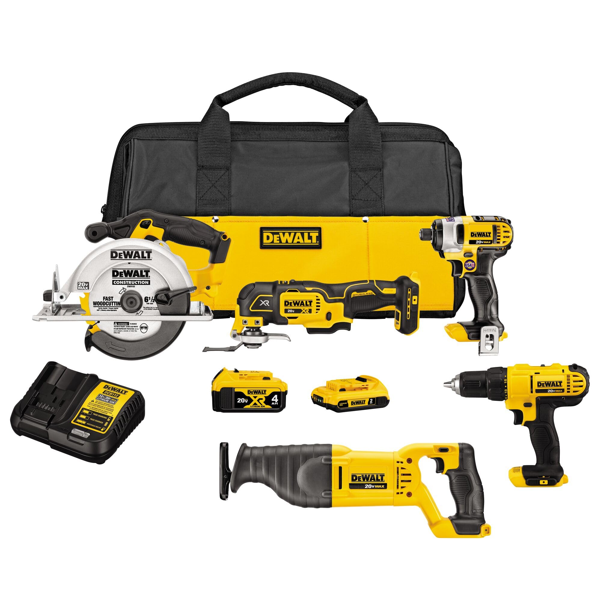dewalt-dck551d1m1-20v-max-5-tool-combo-kit-with-2-batteries-charger-bag image 1