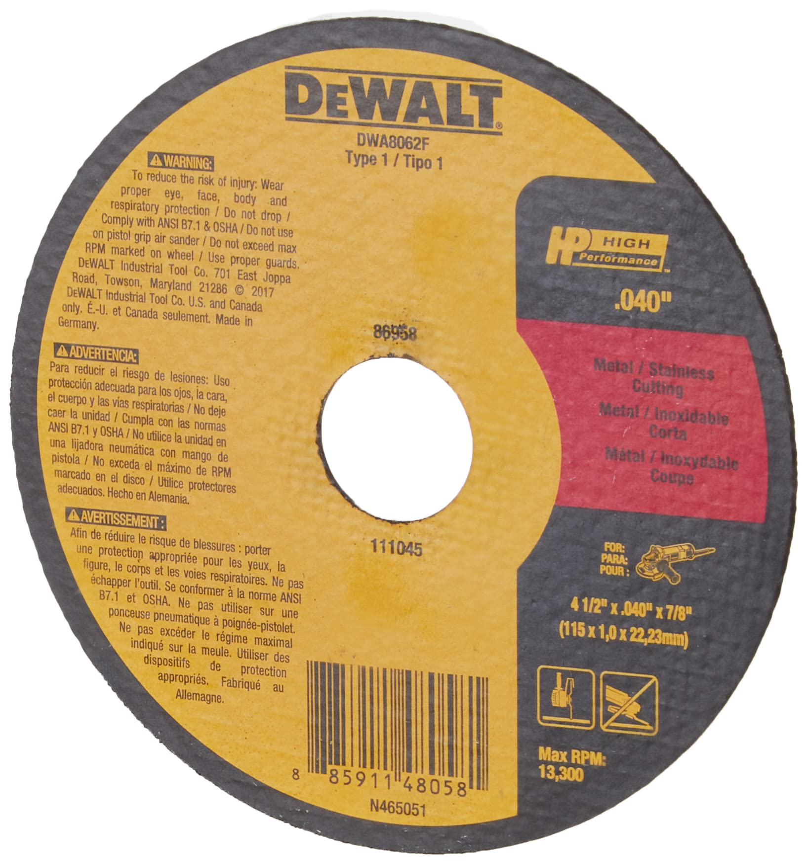 dewalt-dwa8063f-t1-hp-fast-cut-off-wheel-5-x-0-040-x-7-8-inch image 2