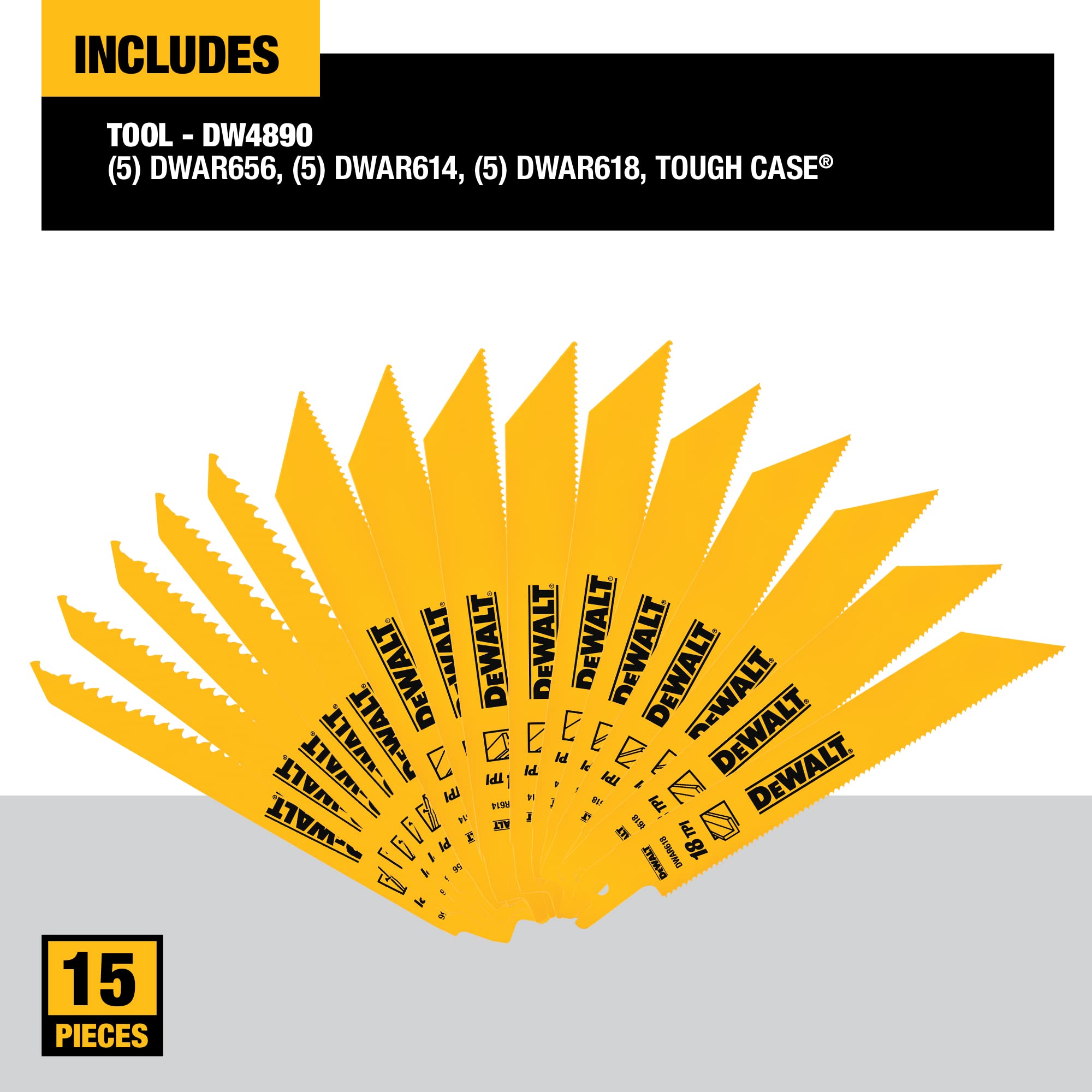dewalt-dw4890-15-piece-bi-metal-reciprocating-saw-blade-set-with-toughcase image 3