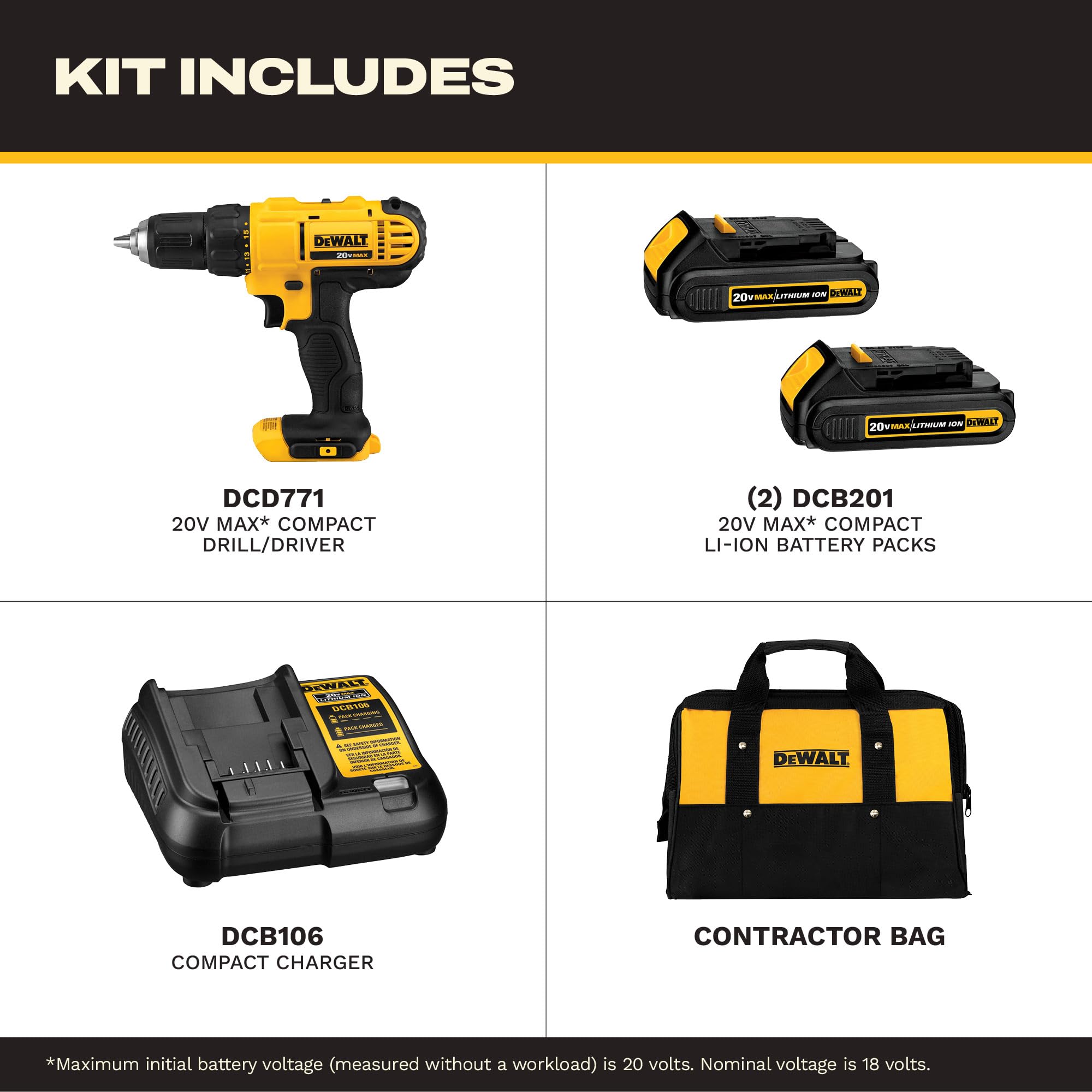 dewalt-20v-max-dcd771c2-2-speed-drill-driver-kit image 2
