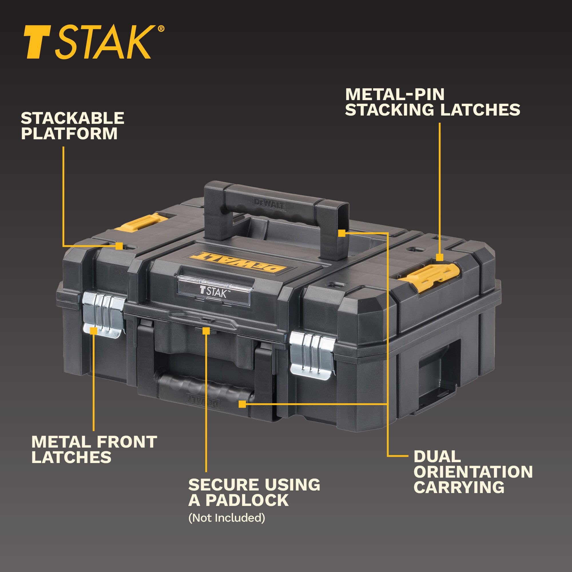 dewalt-tstak-ii-tool-box-13-inch-flat-top-stackable-heavy-duty-dwst17807 image 2