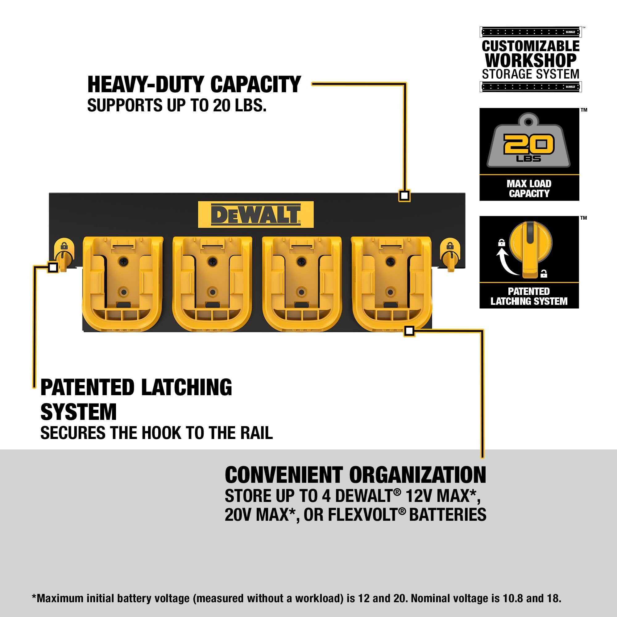 dewalt-dwst82819-battery-organizer-rail-holds-4-batteries-for-12v-20v-max-flexvo image 3