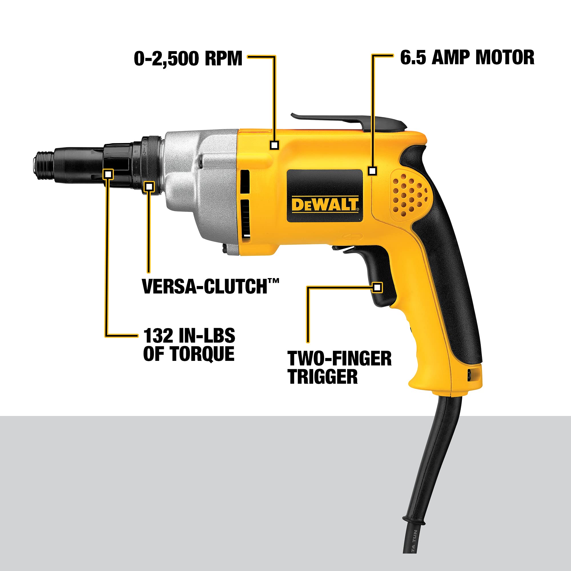 dewalt-dw268-drywall-screw-gun-6-5-amp-with-versa-clutch image 2