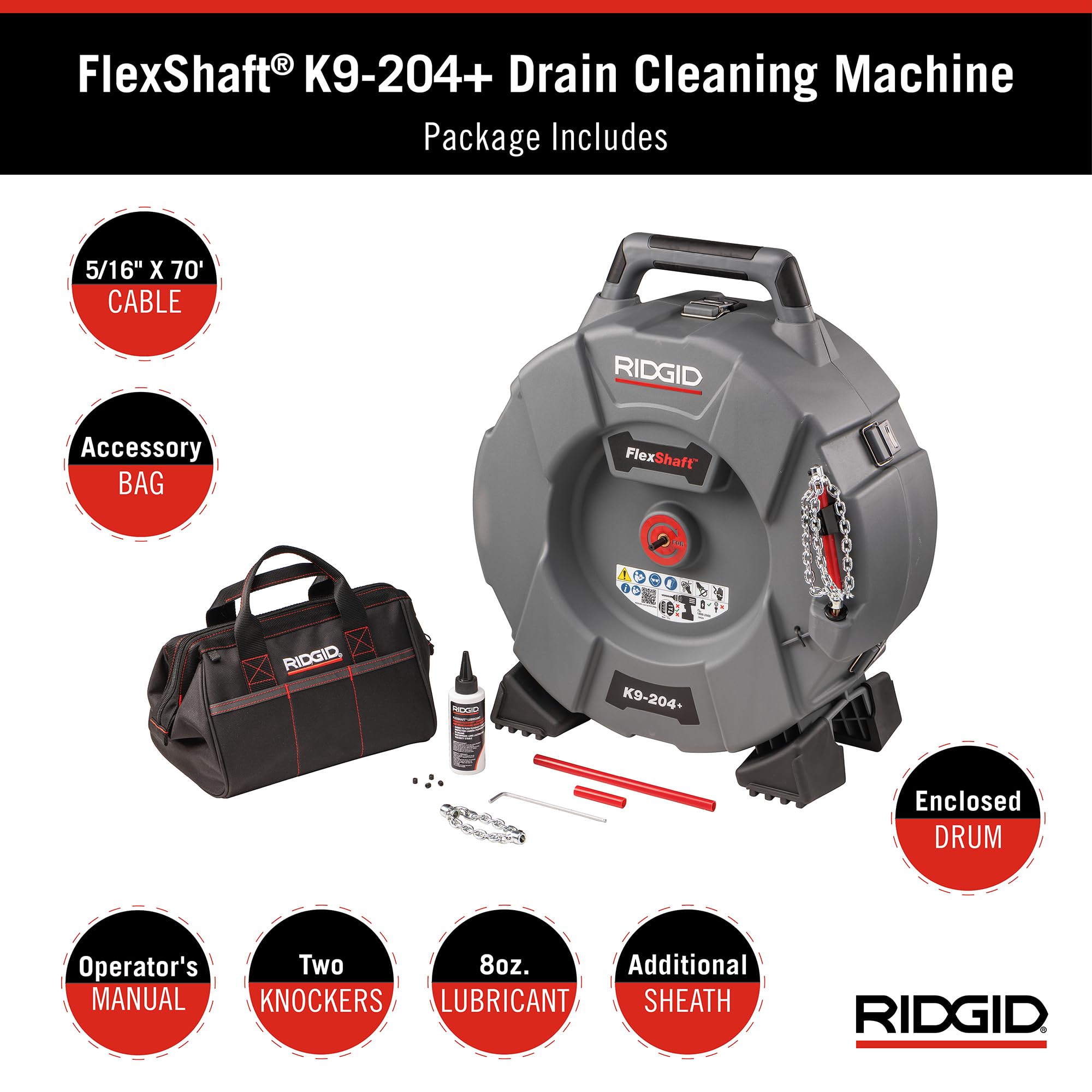 ridgid-76198-flexshaft-k9-204-drain-cleaning-machine-70-ft-cable-for-2-to-4-pipe image 2