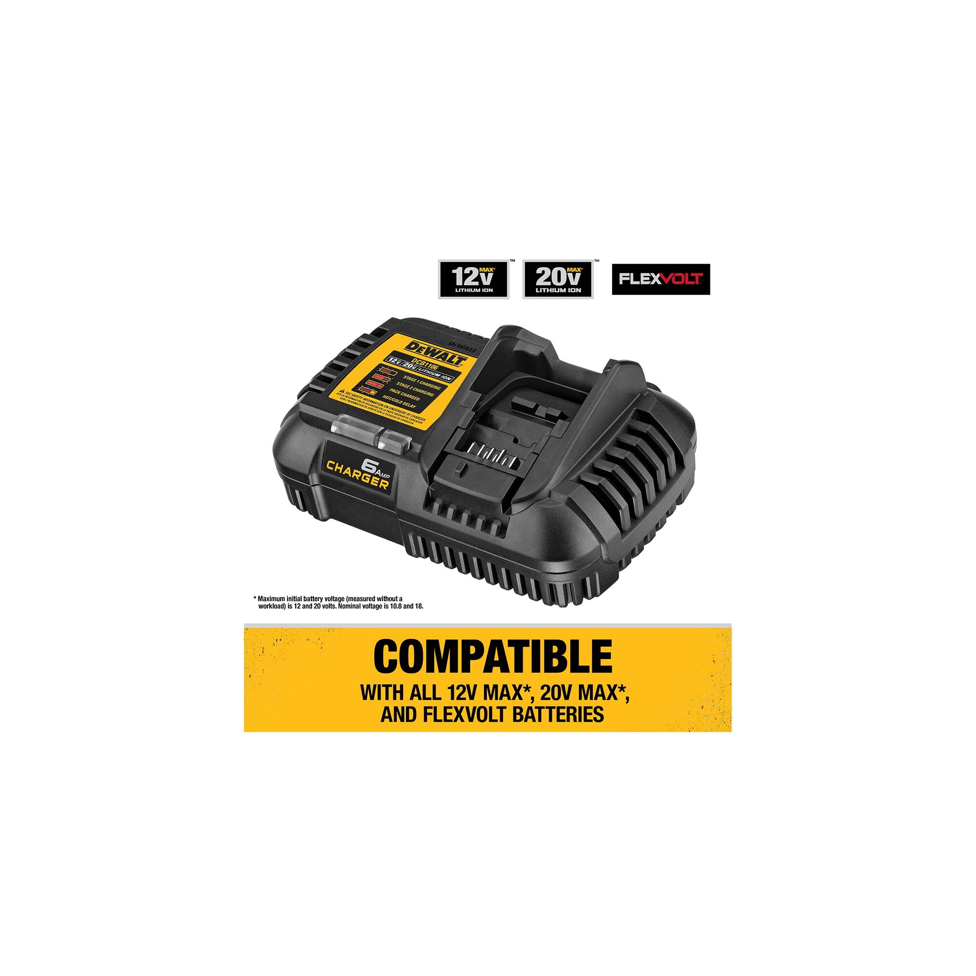 dewalt-dcb1106-6-amp-battery-charger-for-12v-max-20v-max-flexvolt image 3