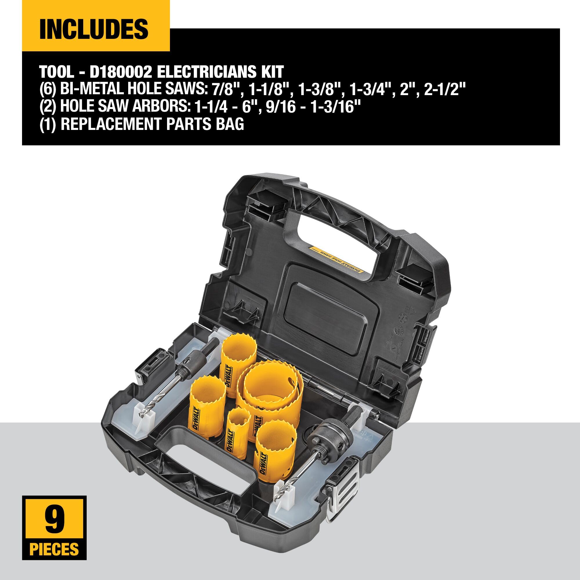 dewalt-d180002-standard-electrician-s-bi-metal-hole-saw-kit-yellow image 4