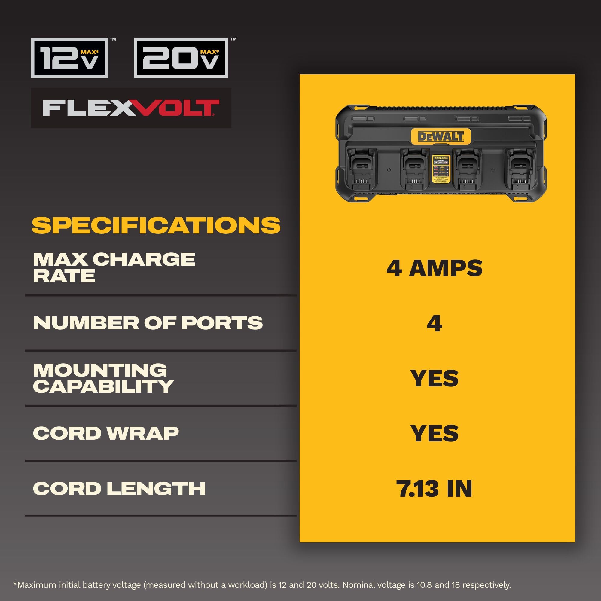 dewalt-dcb1404-4-amp-multiport-fast-charger-for-12v-max-20v-max-and-flexvolt-bat image 7