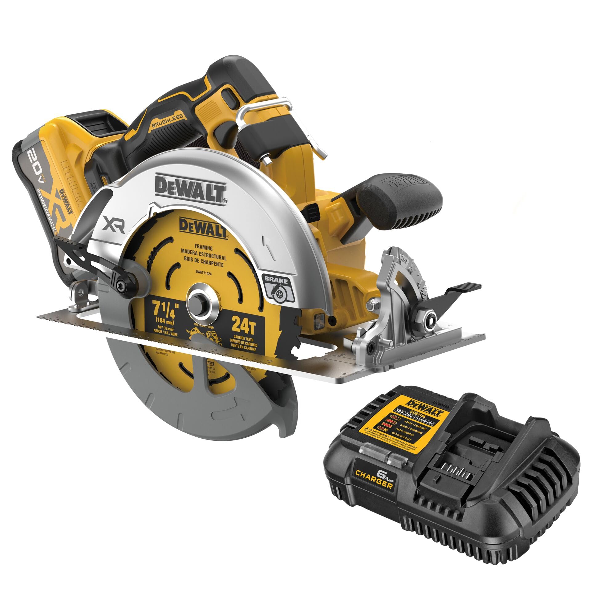 dewalt-dcs590ww1-20v-max-xr-7-1-4-circular-saw-kit-with-battery-charger image 1