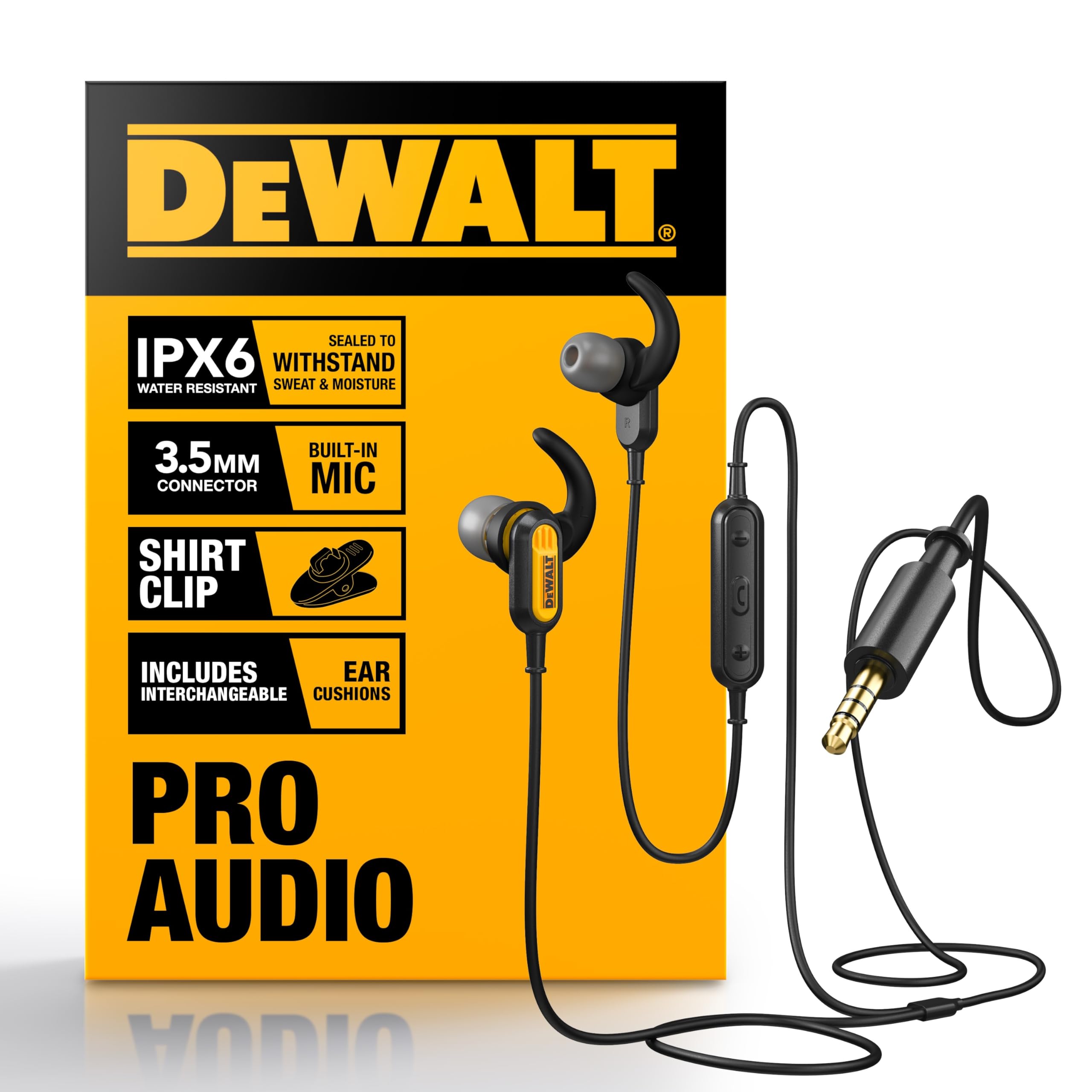 dewalt-heavy-duty-wired-earphones-with-microphone-3-5mm-ipx6 image 1