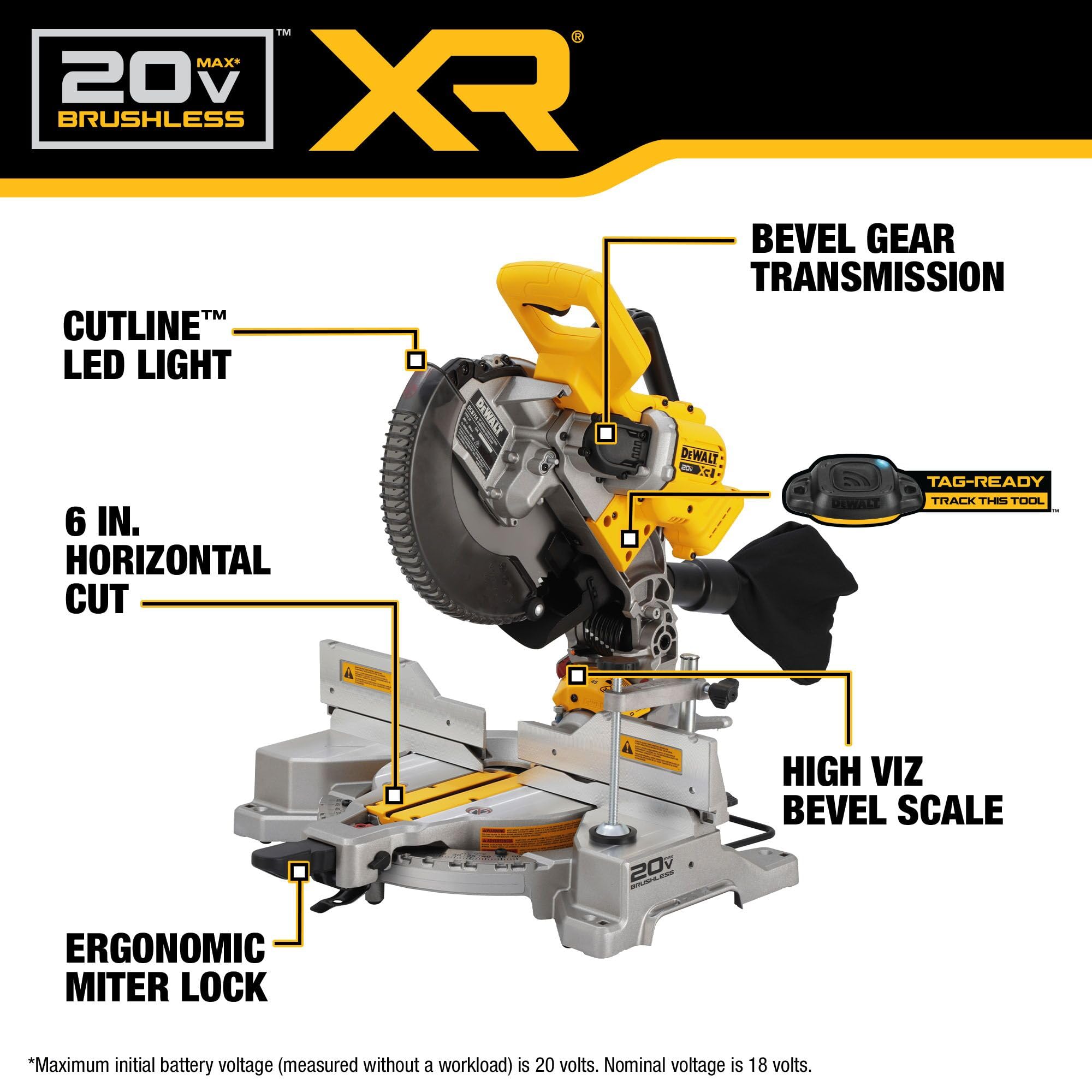 dewalt-dcs714b-20v-max-xr-10-inch-double-bevel-fixed-miter-saw-tool-only image 2