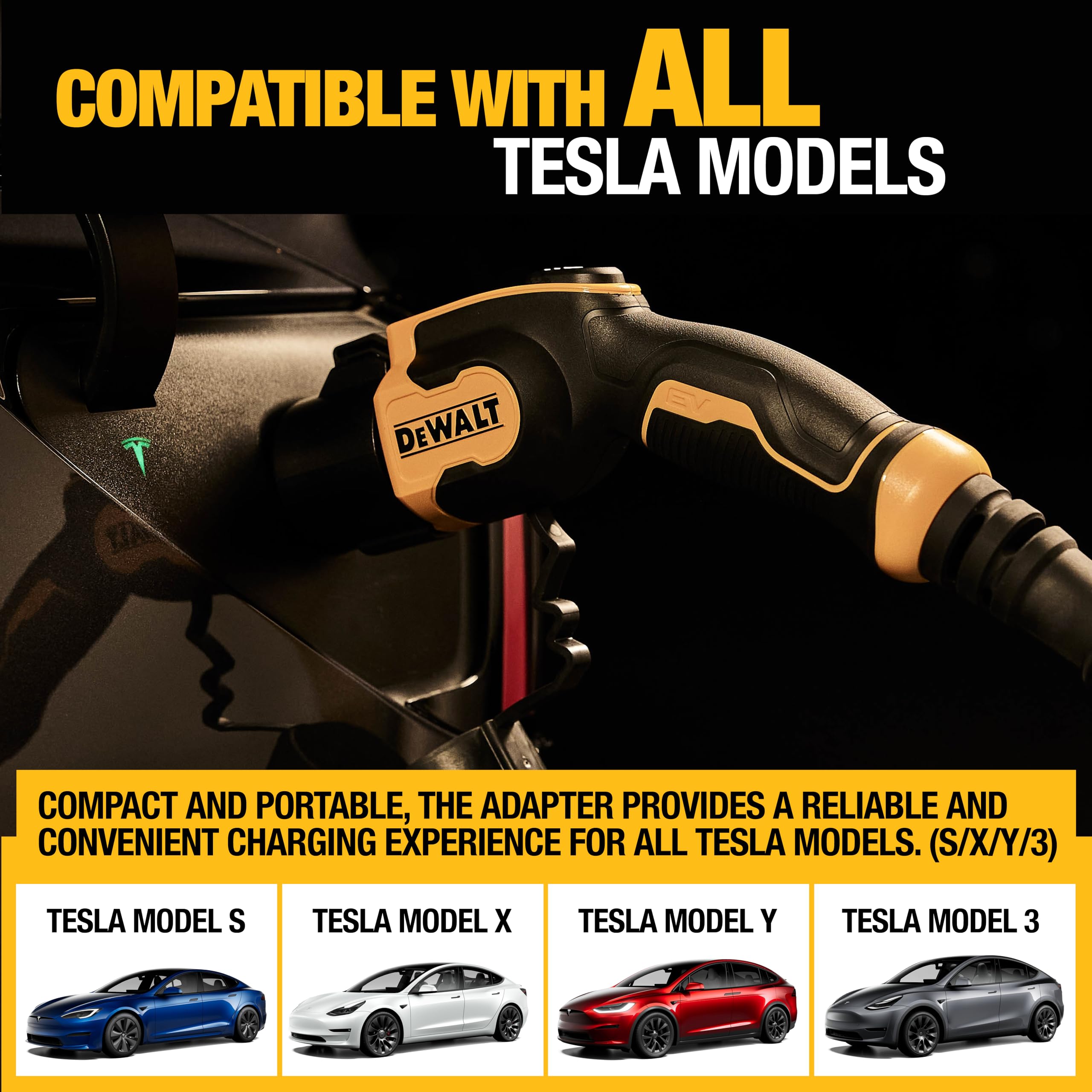 dewalt-sae-j1772-to-tesla-ev-charging-adapter-60a-250v-no-tools-required image 4