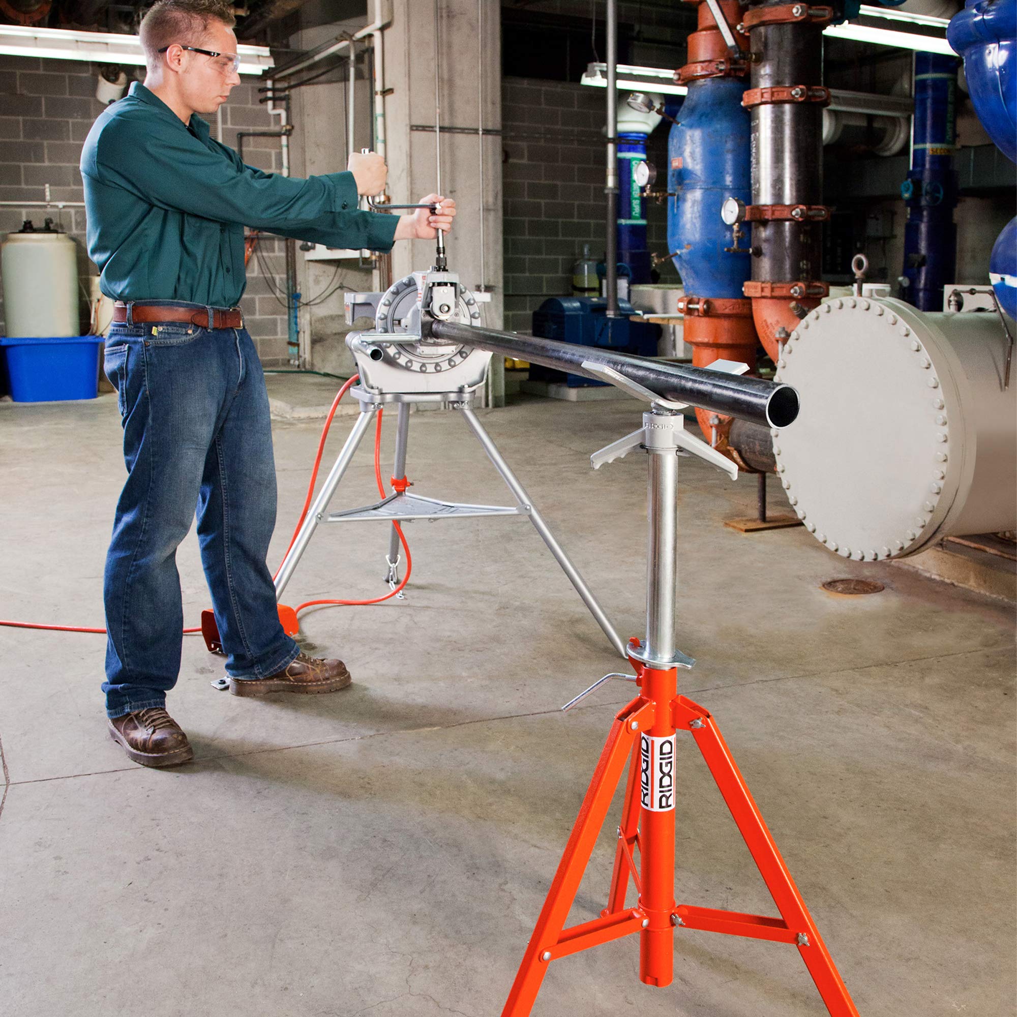 ridgid-56662-vj-99-v-head-high-pipe-stand-12-inch-capacity-red image 2