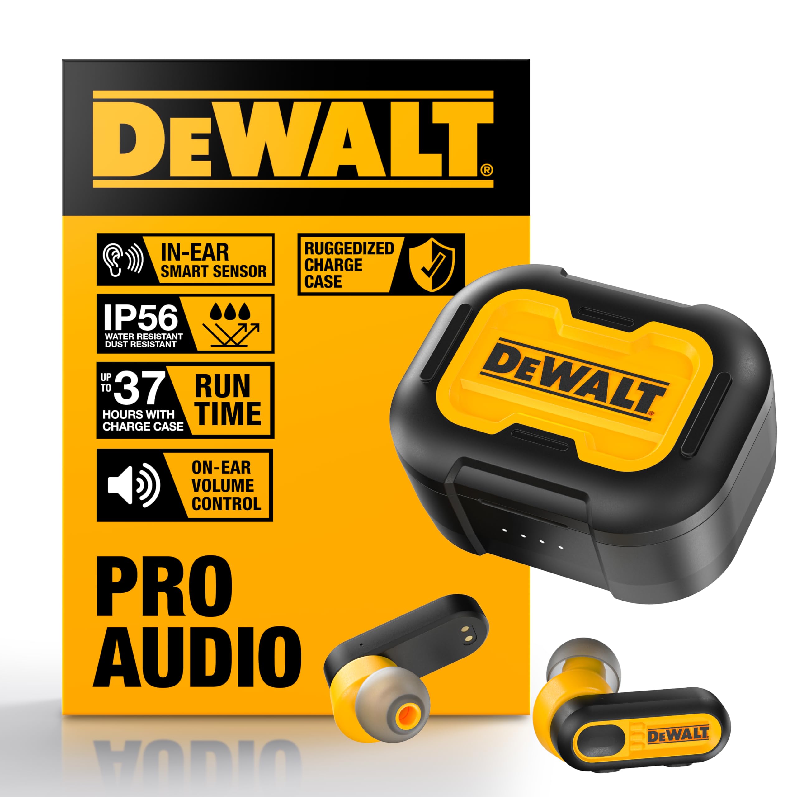 dewalt-heavy-duty-true-wireless-earbuds-with-type-c-charging-case-yellow image 1