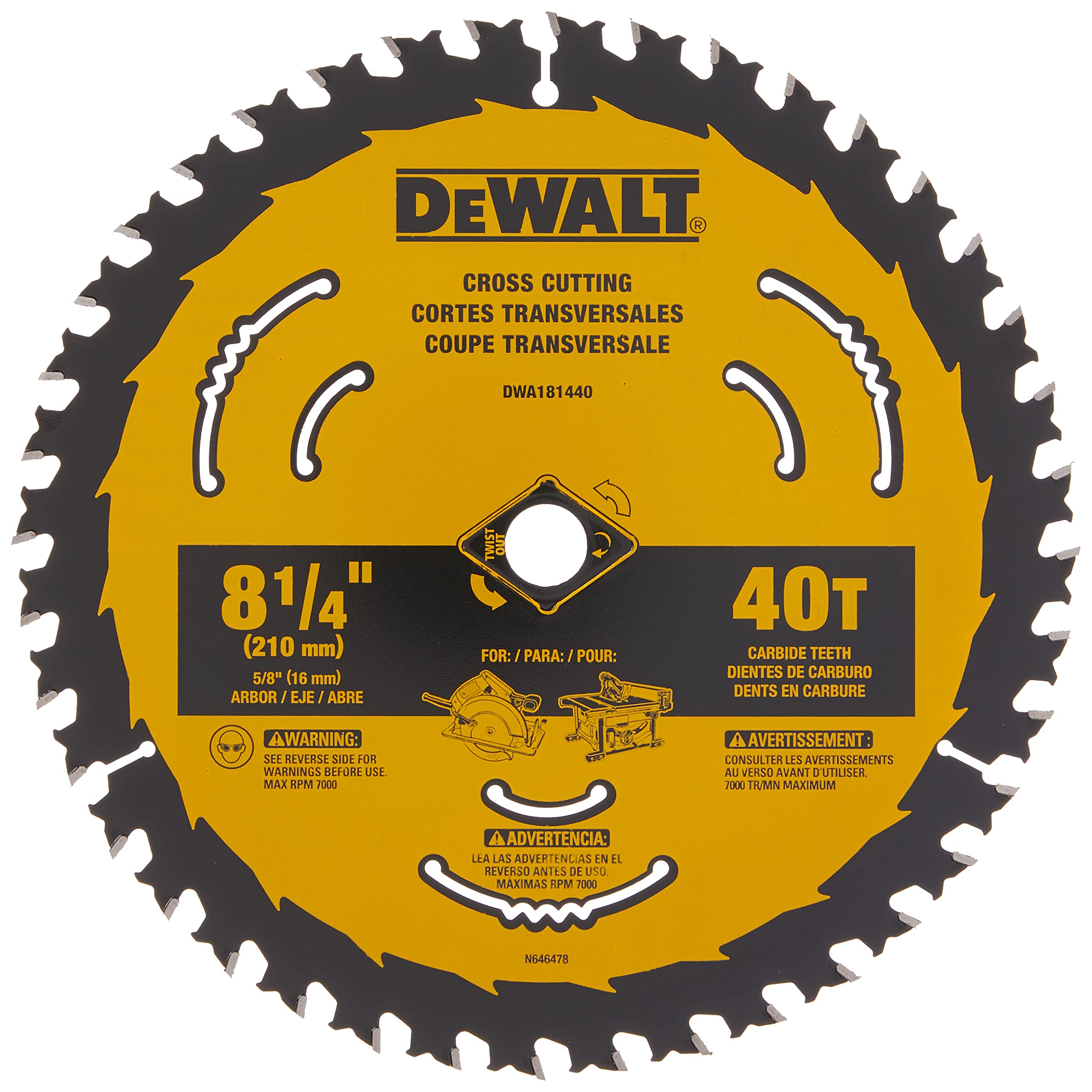 dewalt-8-1-4-inch-40-tooth-cross-cutting-circular-saw-blade-dwa181440 image 1