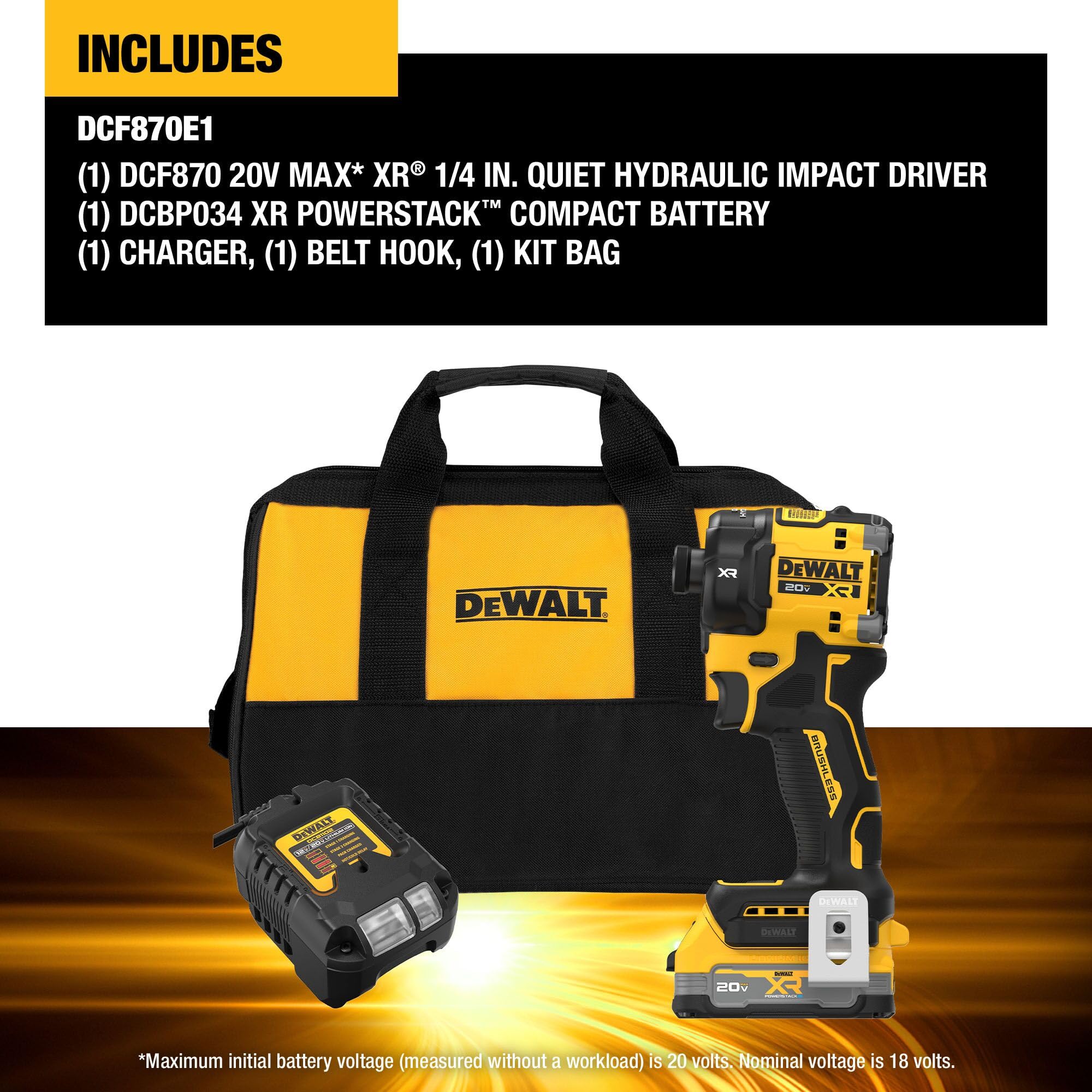 dewalt-20v-max-xr-1-4-in-quiet-hydraulic-impact-driver-kit-dcf870e1-with-powerst image 5