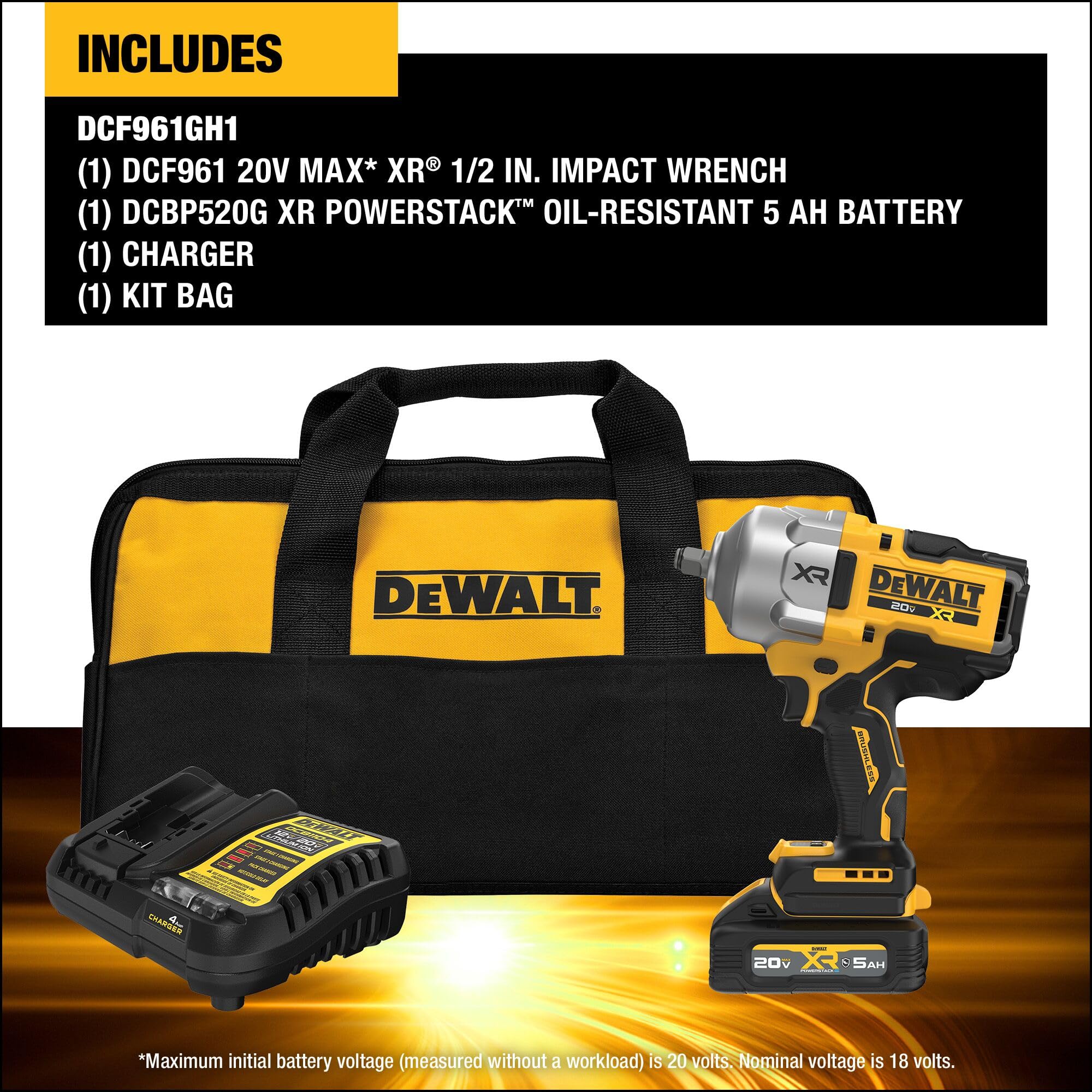 dewalt-20v-max-xr-dcf961-1-2-inch-impact-wrench-kit-with-hog-ring-anvil image 2