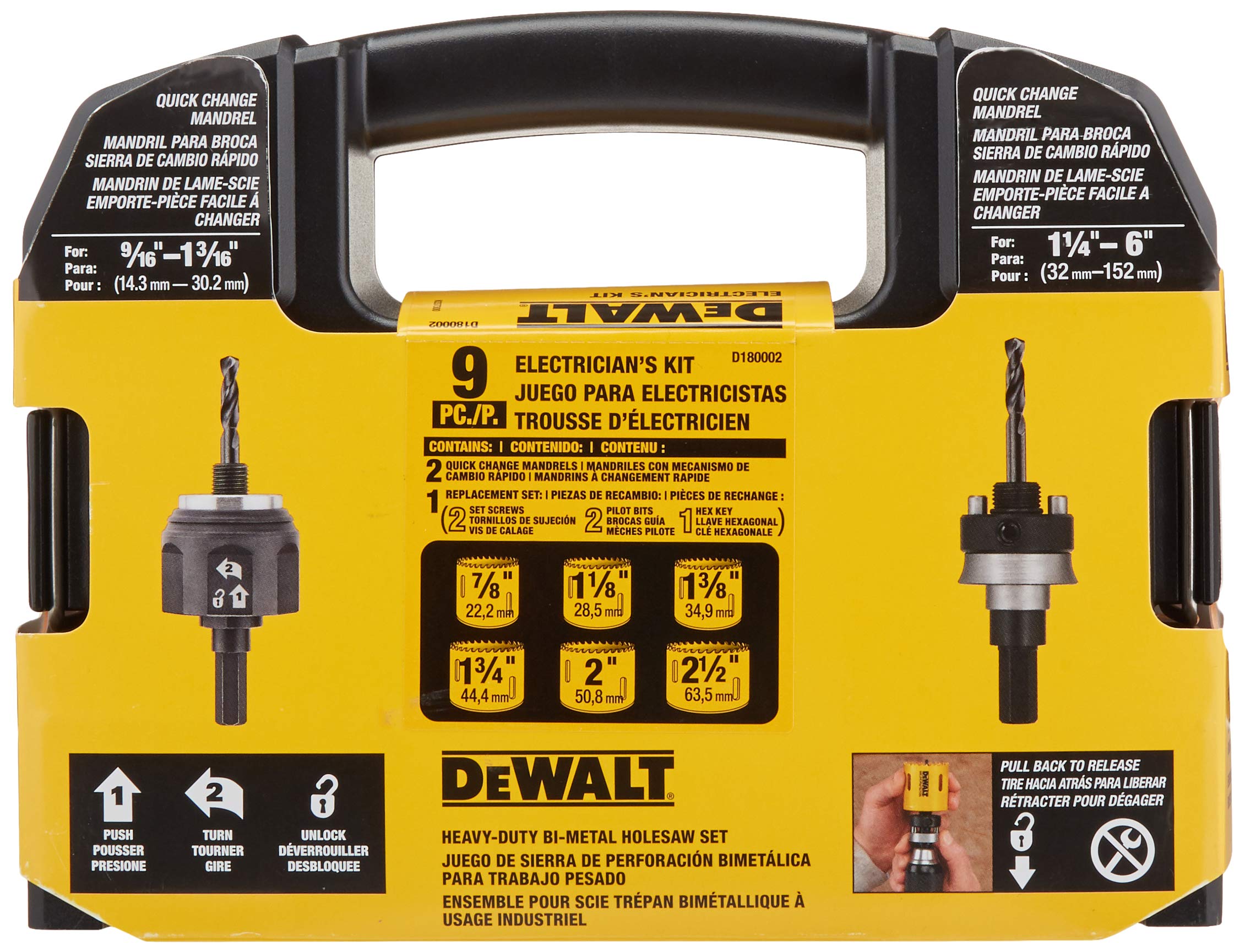 dewalt-d180002-standard-electrician-s-bi-metal-hole-saw-kit-yellow image 2