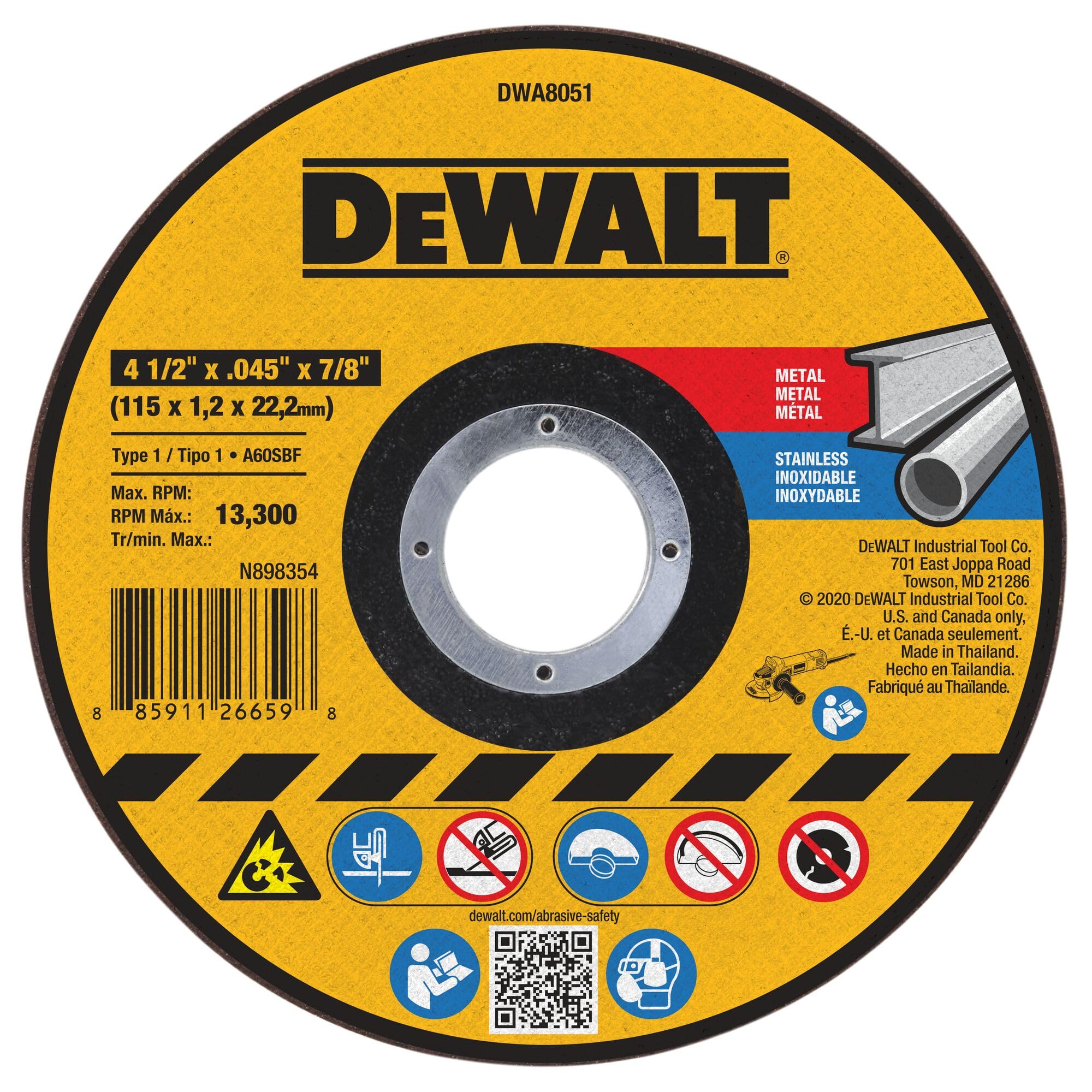 dewalt-dwa8051b15-4-1-2-x-045-cut-off-wheels-7-8-arbor-15-pack image 1