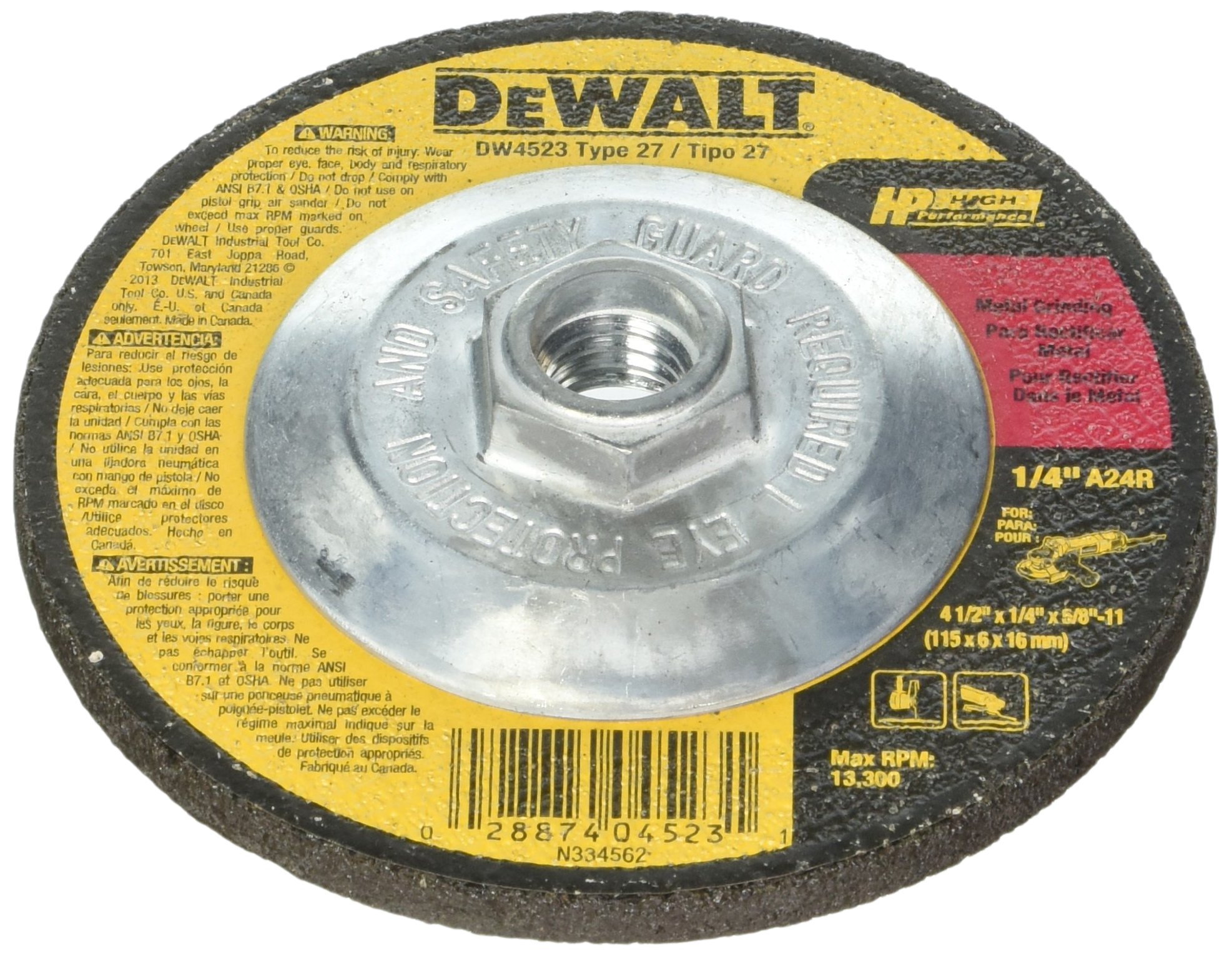 dewalt-dw4523-4-1-2-inch-type-27-metal-grinding-wheel-1-4-inch-x-5-8-inch image 8
