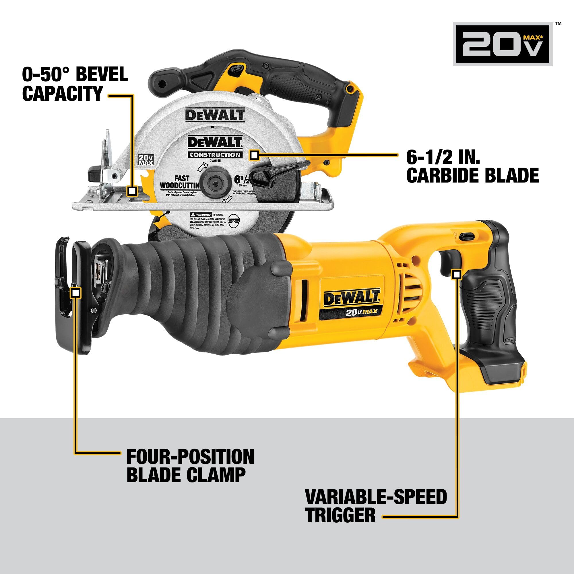 dewalt-20v-max-9-tool-cordless-combo-kit-dck940d2-with-drill-impact-saws-grinder image 7