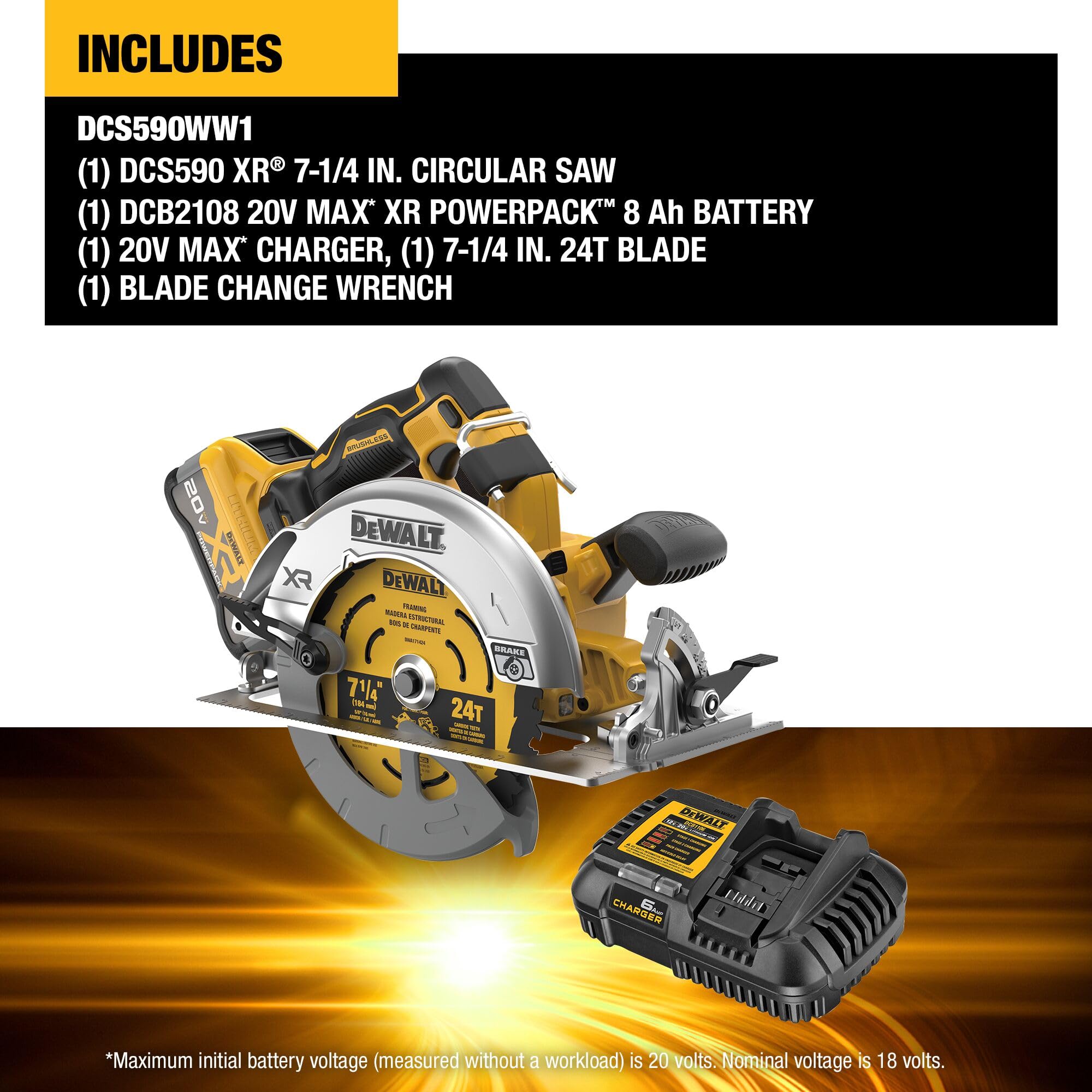 dewalt-dcs590ww1-20v-max-xr-7-1-4-circular-saw-kit-with-battery-charger image 2