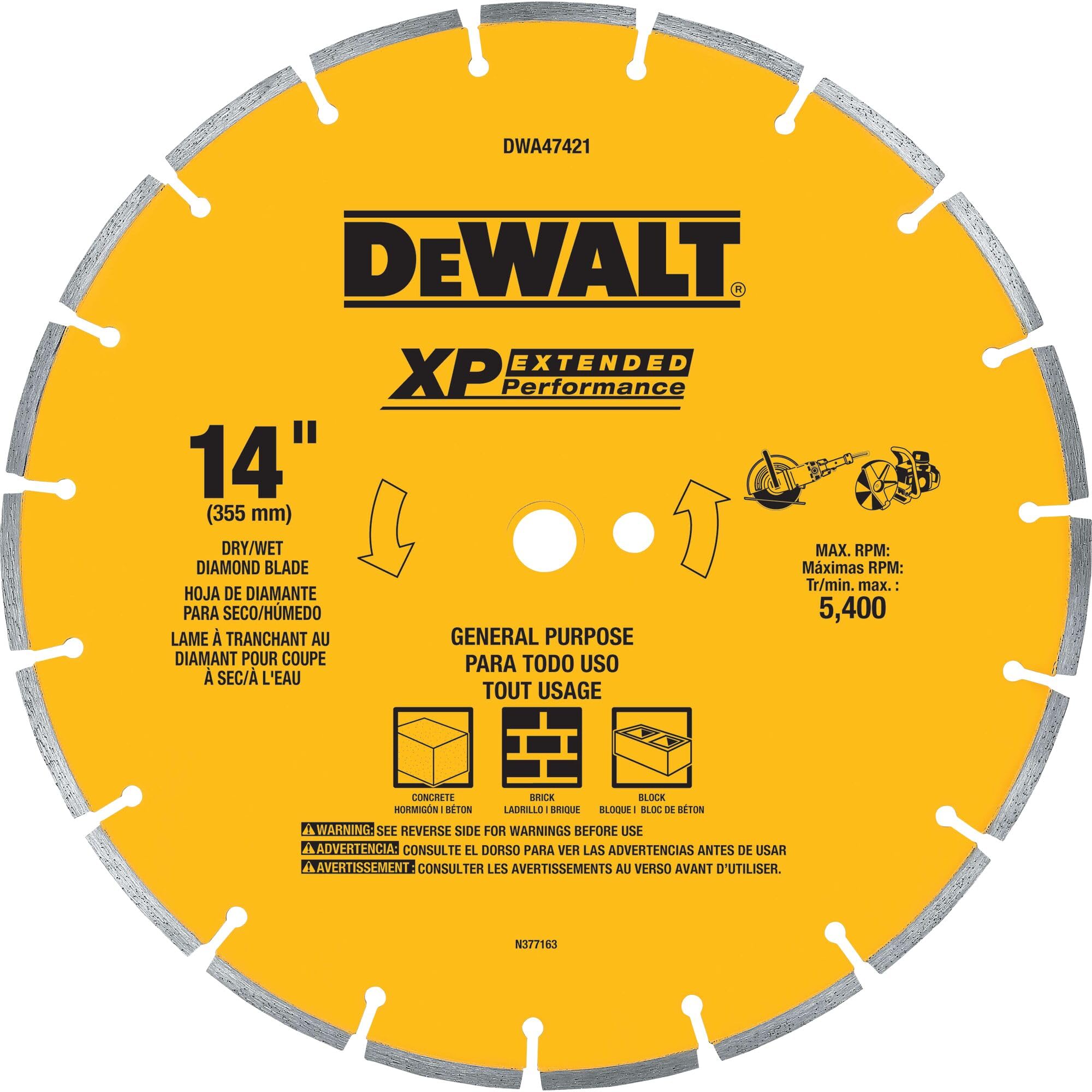 dewalt-dwa47421-14-inch-segmented-diamond-circular-saw-blade-1-inch-arbor-for-we image 1