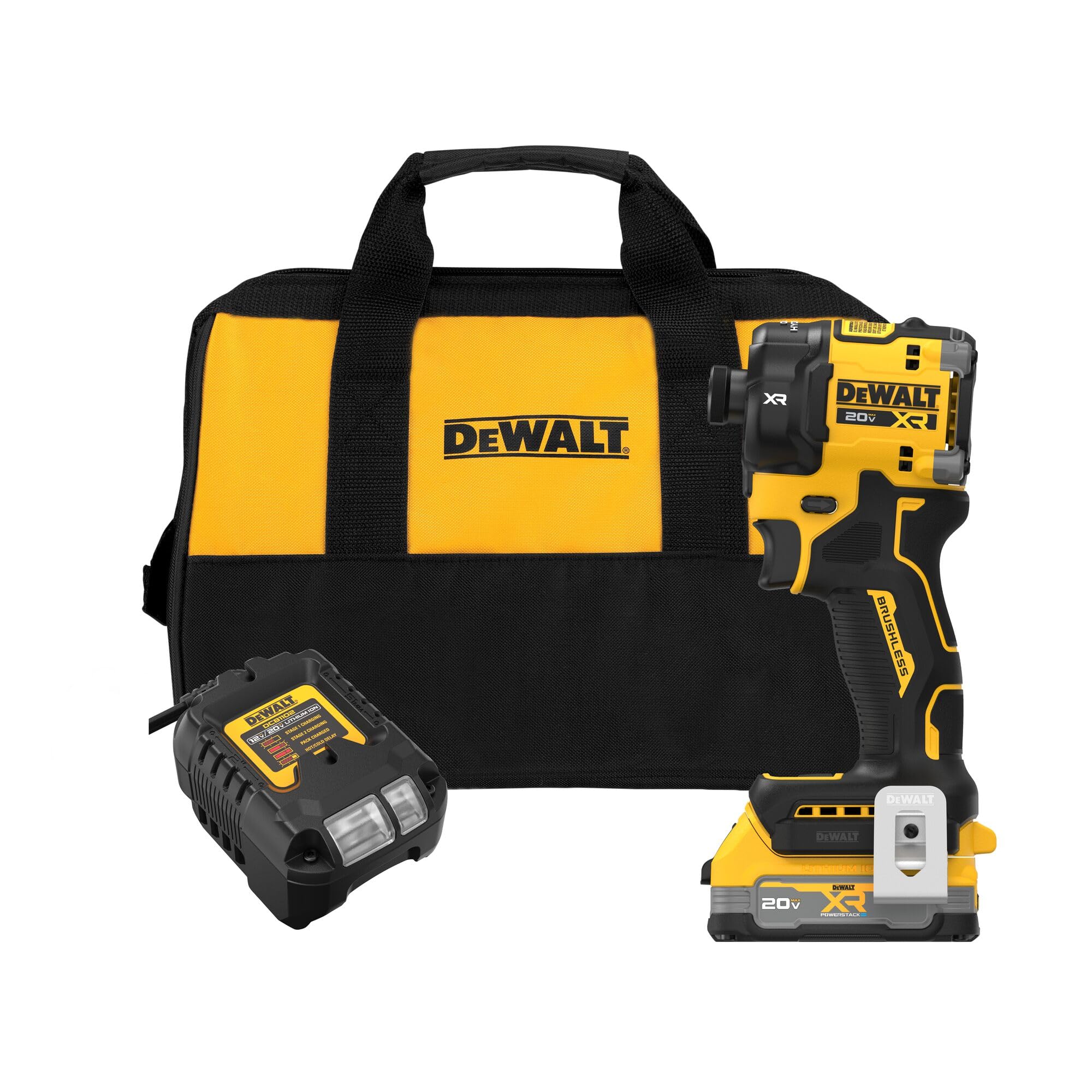 dewalt-20v-max-xr-1-4-in-quiet-hydraulic-impact-driver-kit-dcf870e1-with-powerst image 1