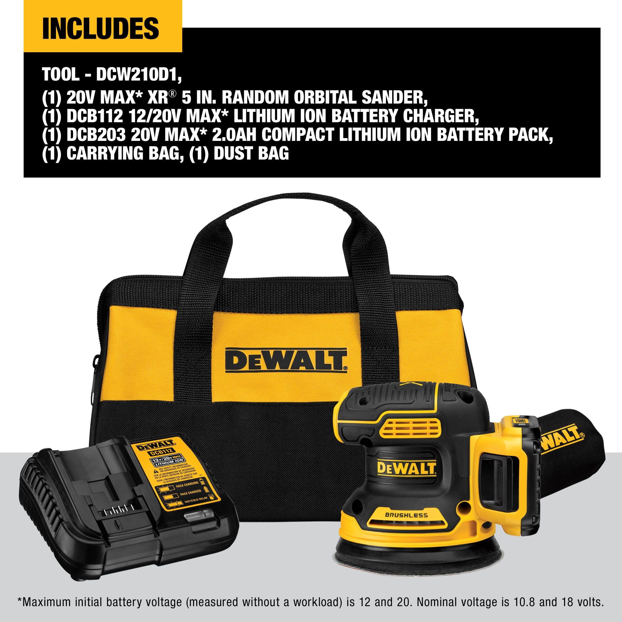 dewalt-dcw210d1-20v-max-xr-5-inch-brushless-cordless-random-orbit-sander-kit-wit image 2